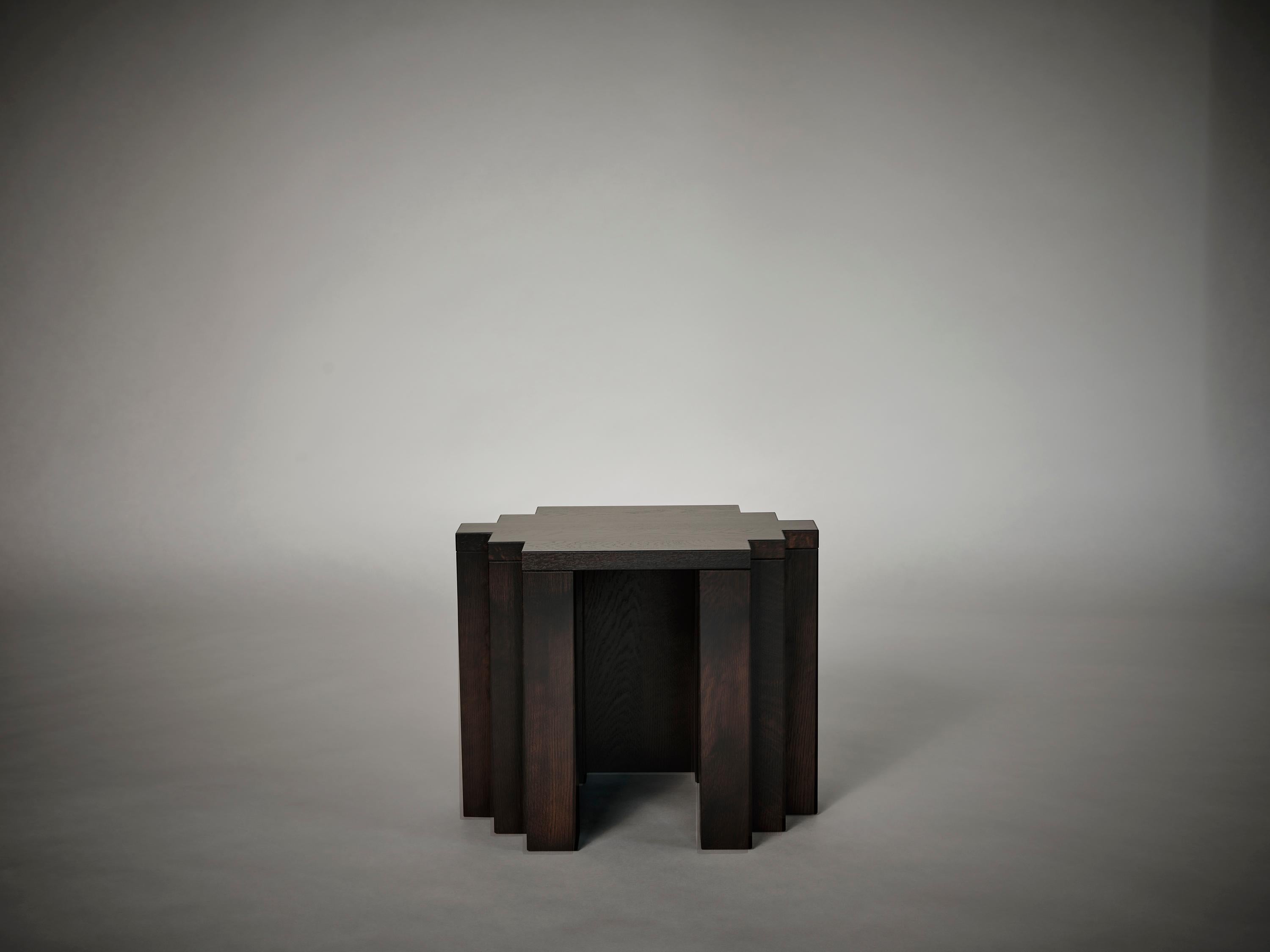 Dutch The Cadence Stool - Brutalist Stool / Side Table in European Oak by Mokko For Sale