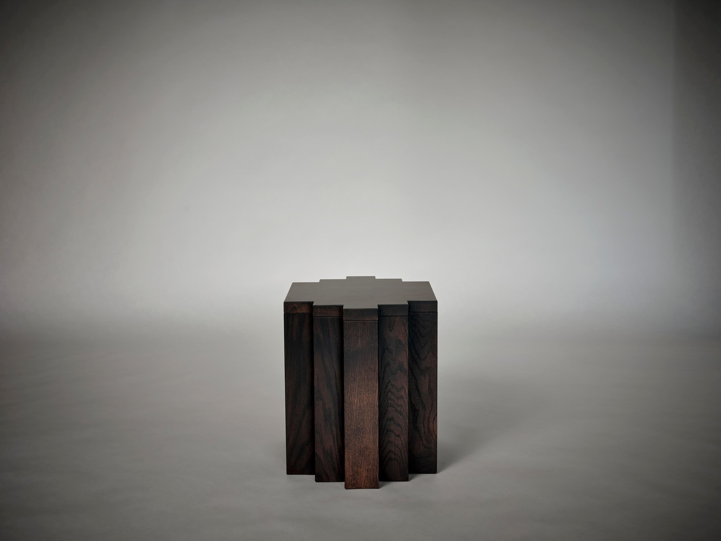 Hand-Crafted The Cadence Stool - Brutalist Stool / Side Table in European Oak by Mokko For Sale