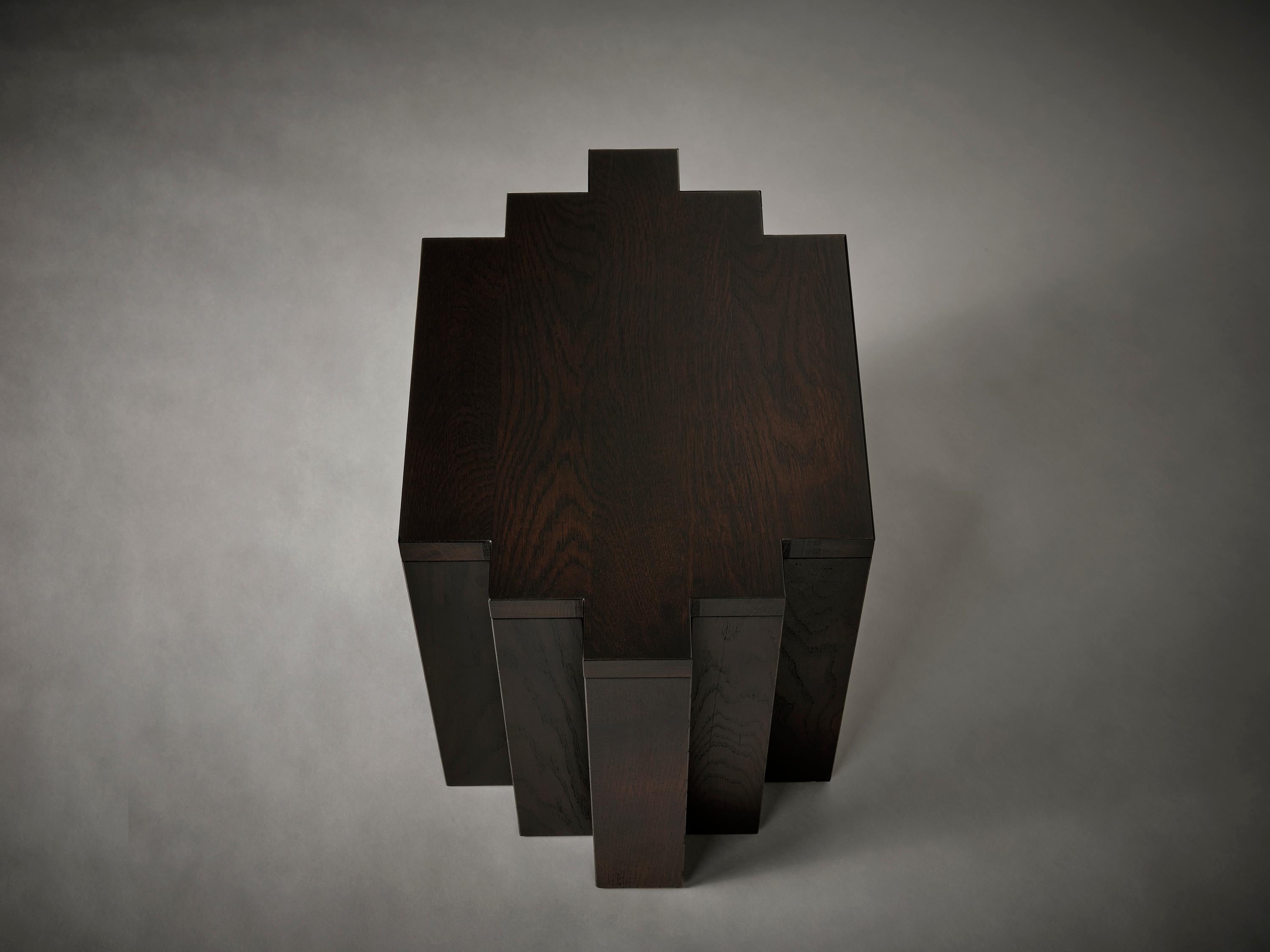 The Cadence Stool - Brutalist Stool / Side Table in European Oak by Mokko In New Condition For Sale In Amsterdam, NL