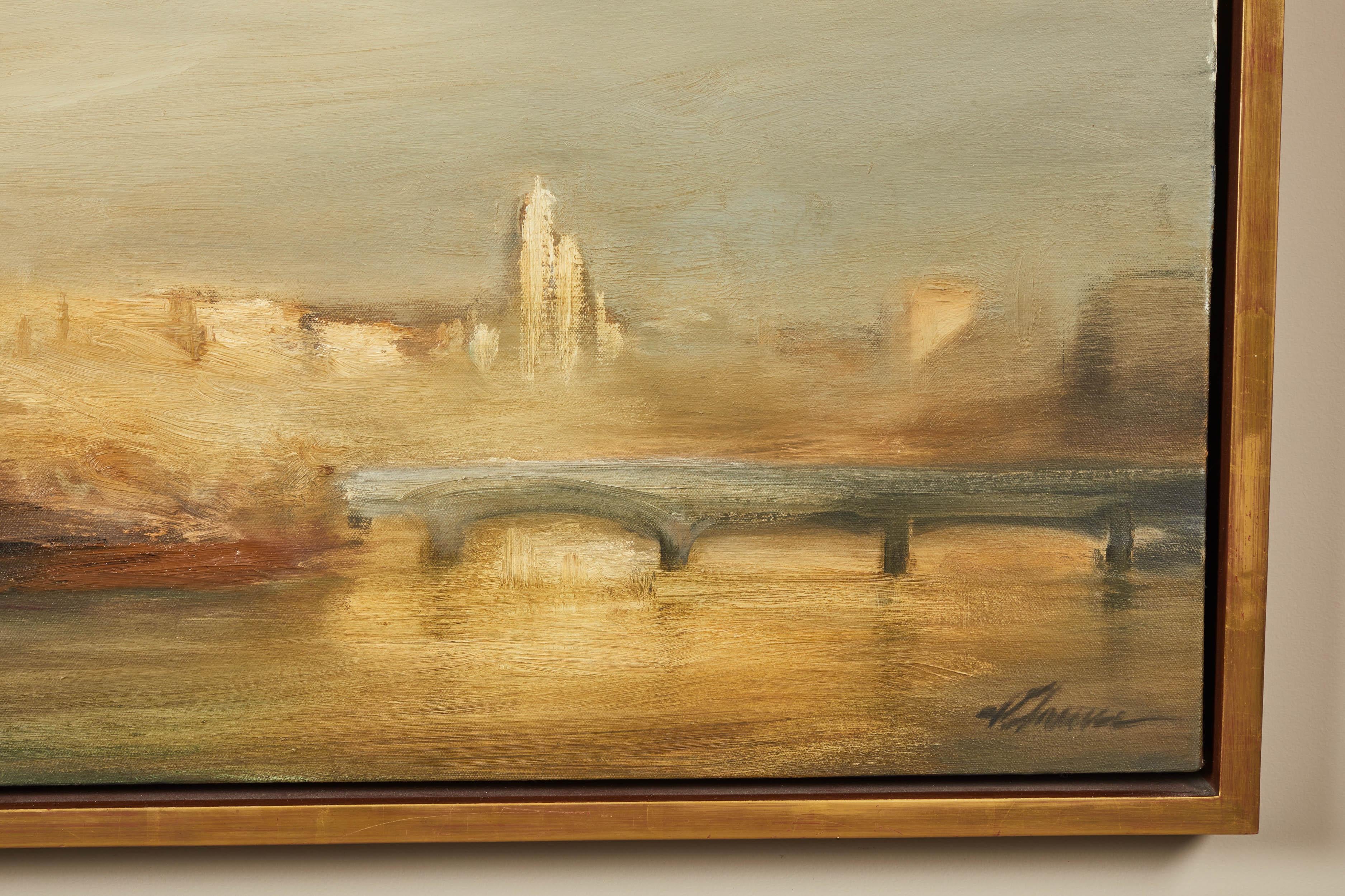 ‘The Calm’ by Ray Turner (1958-) painted in 2001, exhibited at DNFA Gallery as part of The Seine River Paintings collection of work.