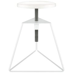The Camp Stool, Adjustable Height, White Steel and White Marble, 18 Variations