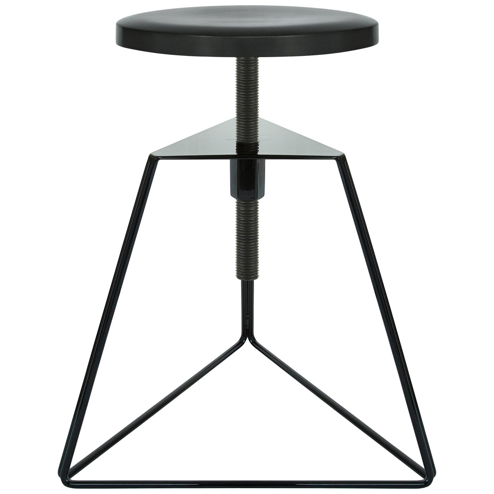 The Camp Stool, Black and Charcoal, Adjustable Height Low Stool For Sale