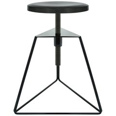 The Camp Stool, Black and Charcoal, Adjustable Height Low Stool