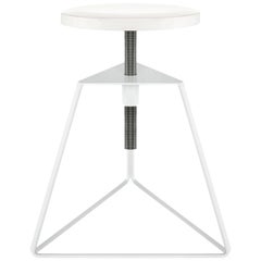 Camp Stool, White Marble, Adjustable Height Stool, 18 Variations, USA Made