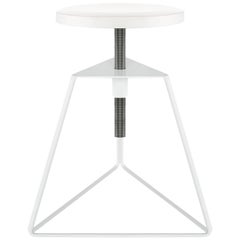 The Camp Stool - White, White Marble. Adjustable Height Low Stool. 18 Variations