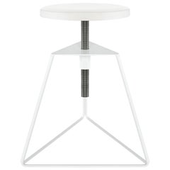 The Camp Stool, White, White Marble, Adjustable Height Low Stool, 18 Variations
