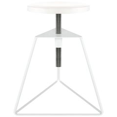 The Camp Stool, White, White Marble, Adjustable Height Low Stool, 18 Variations