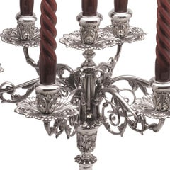 The Candelabra, 7 Flames Sterling Silver Candelabra, Made in Italy