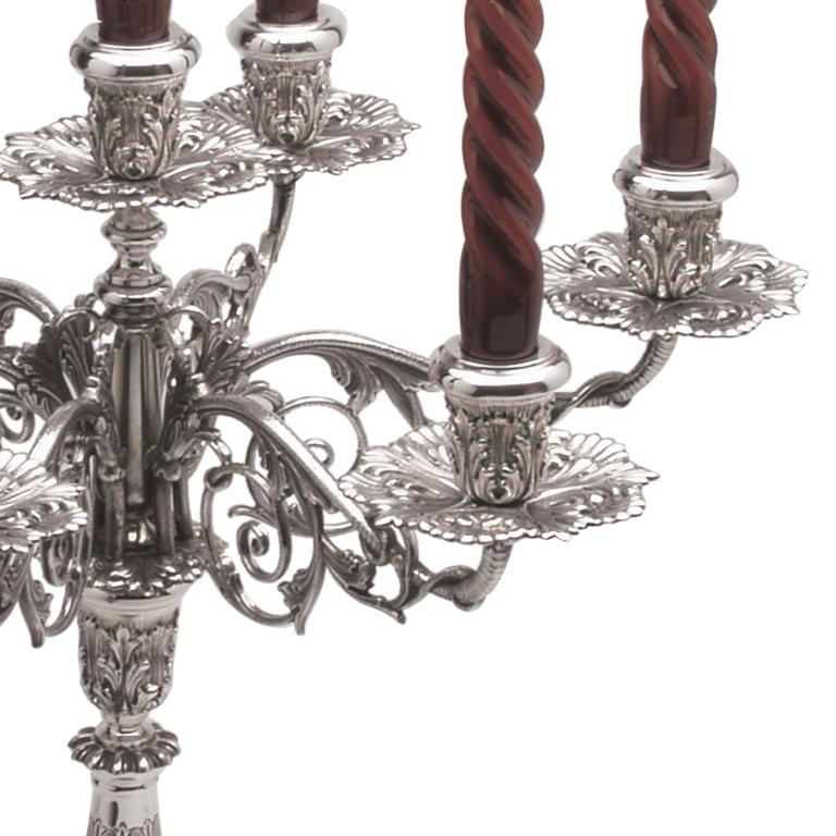 Hand-Crafted The Candelabra, 7 Flames Sterling Silver Candelabra, Made in Italy For Sale