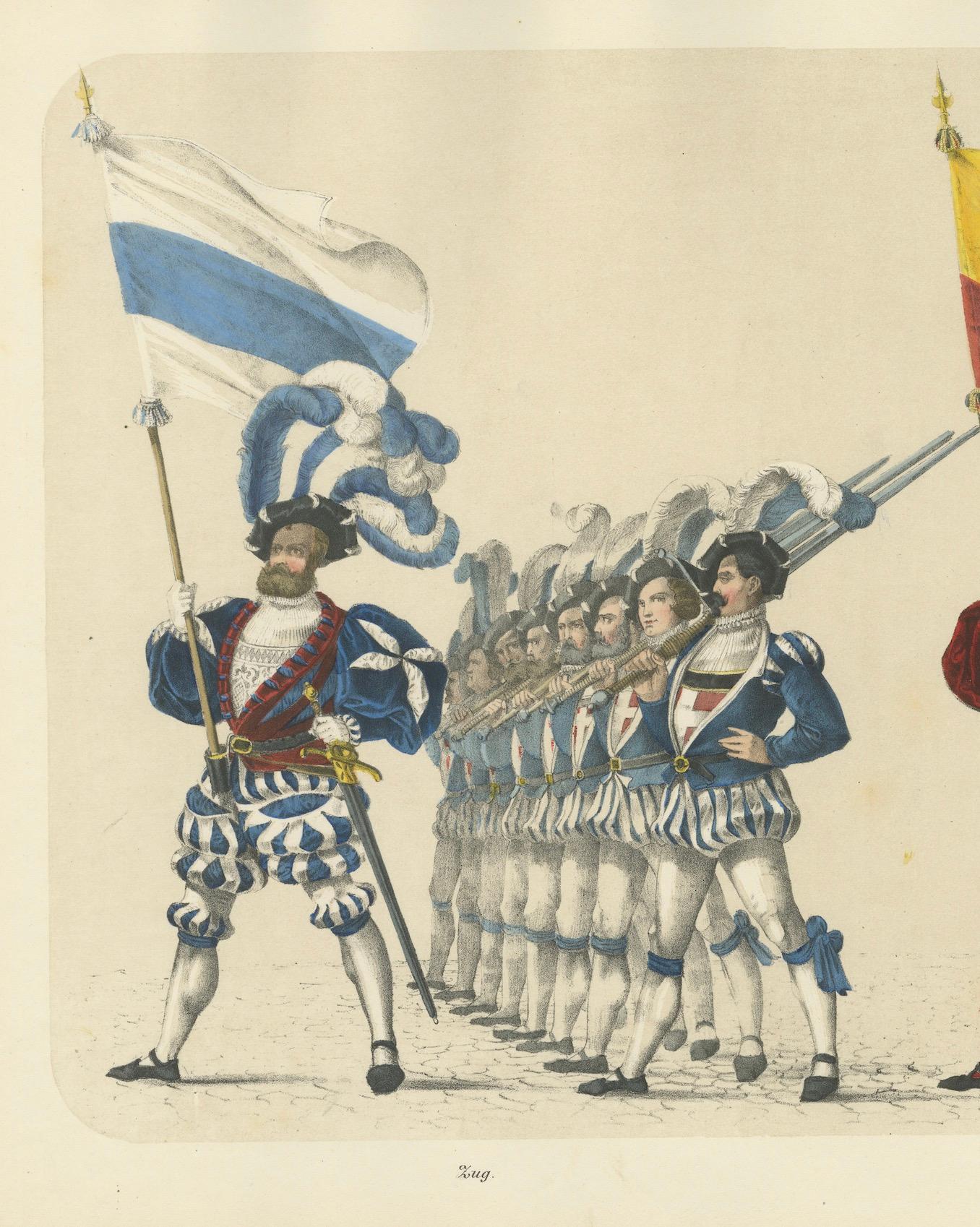 The Cantons of Zug and Bern - A Display of Swiss Military and Civic Pride, 1855 (Les cantons de Zoug et de Berne - Une démonstration de la fierté militaire et civique de la Suisse) en vente 1