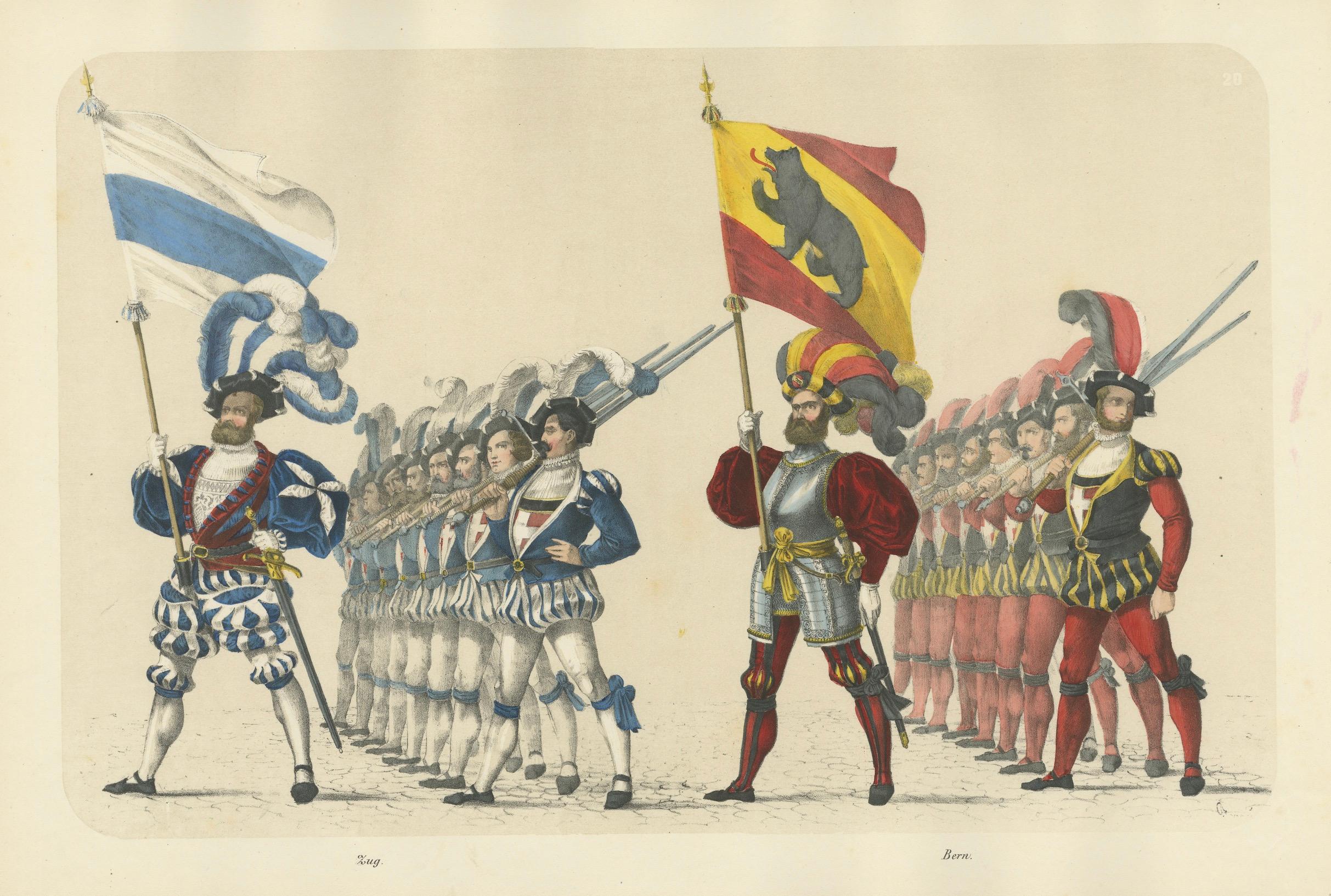 The Cantons of Zug and Bern - A Display of Swiss Military and Civic Pride, 1855 (Les cantons de Zoug et de Berne - Une démonstration de la fierté militaire et civique de la Suisse) en vente 3