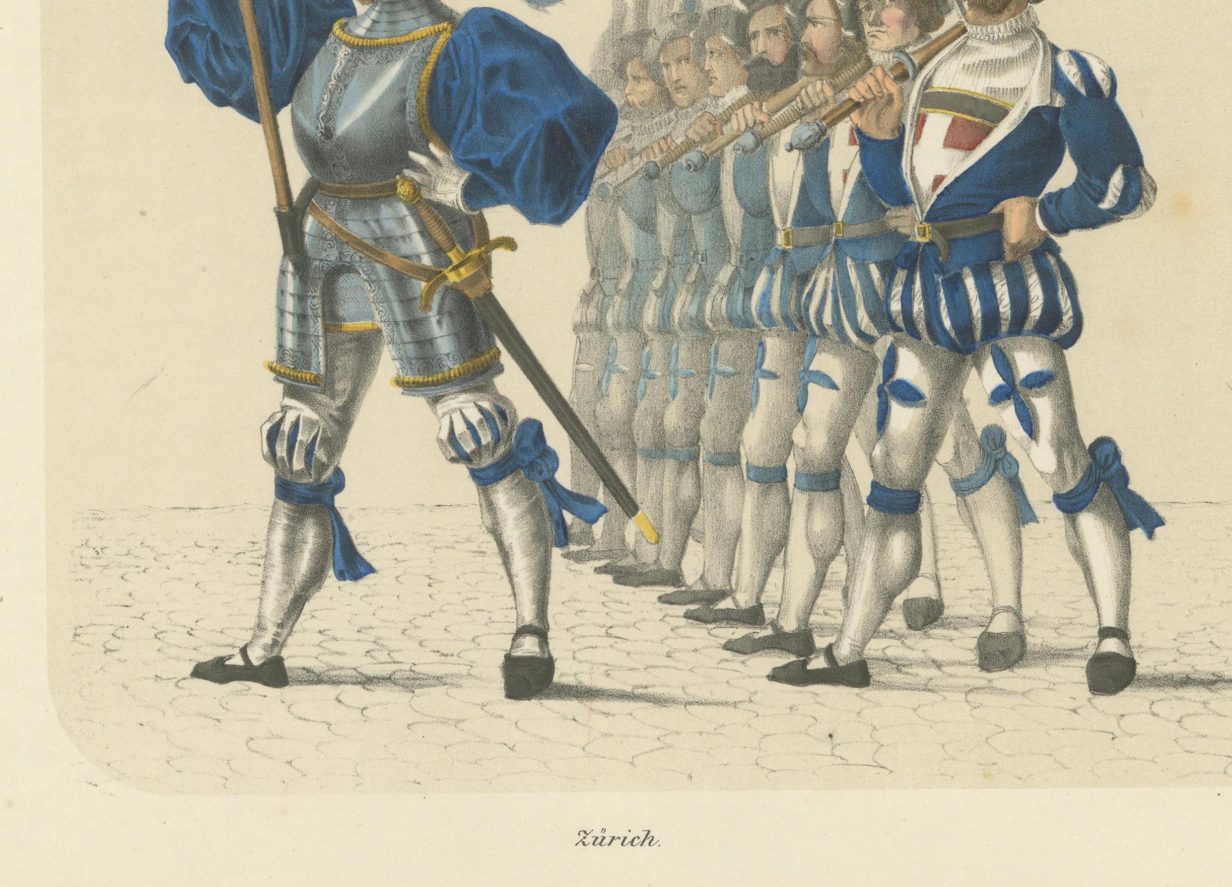 The Cantons of Zurich and Glarus - A Symbolic Procession of Power & Faith, 1855 Bon état - En vente à Langweer, NL