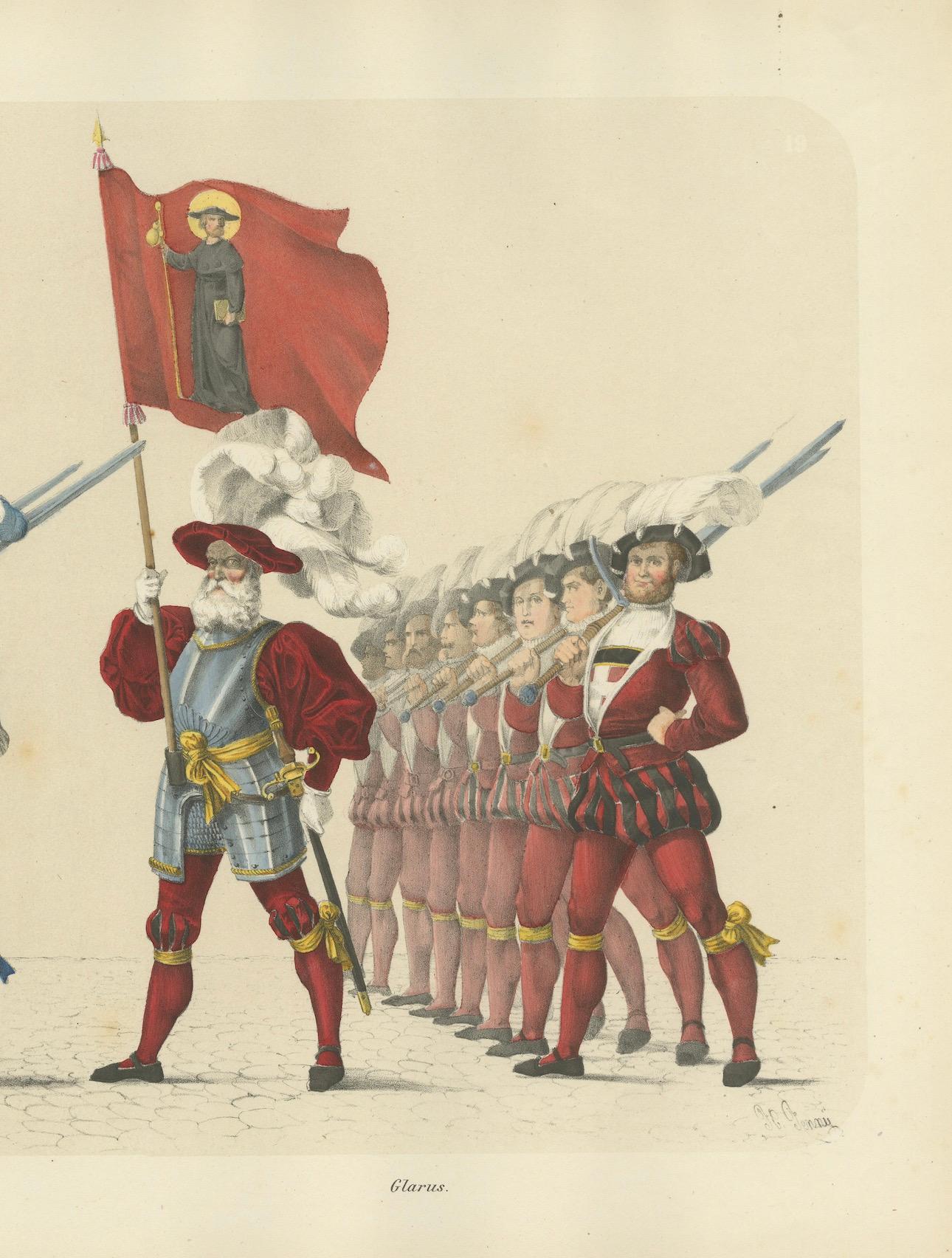 The Cantons of Zurich and Glarus - A Symbolic Procession of Power & Faith, 1855 en vente 1