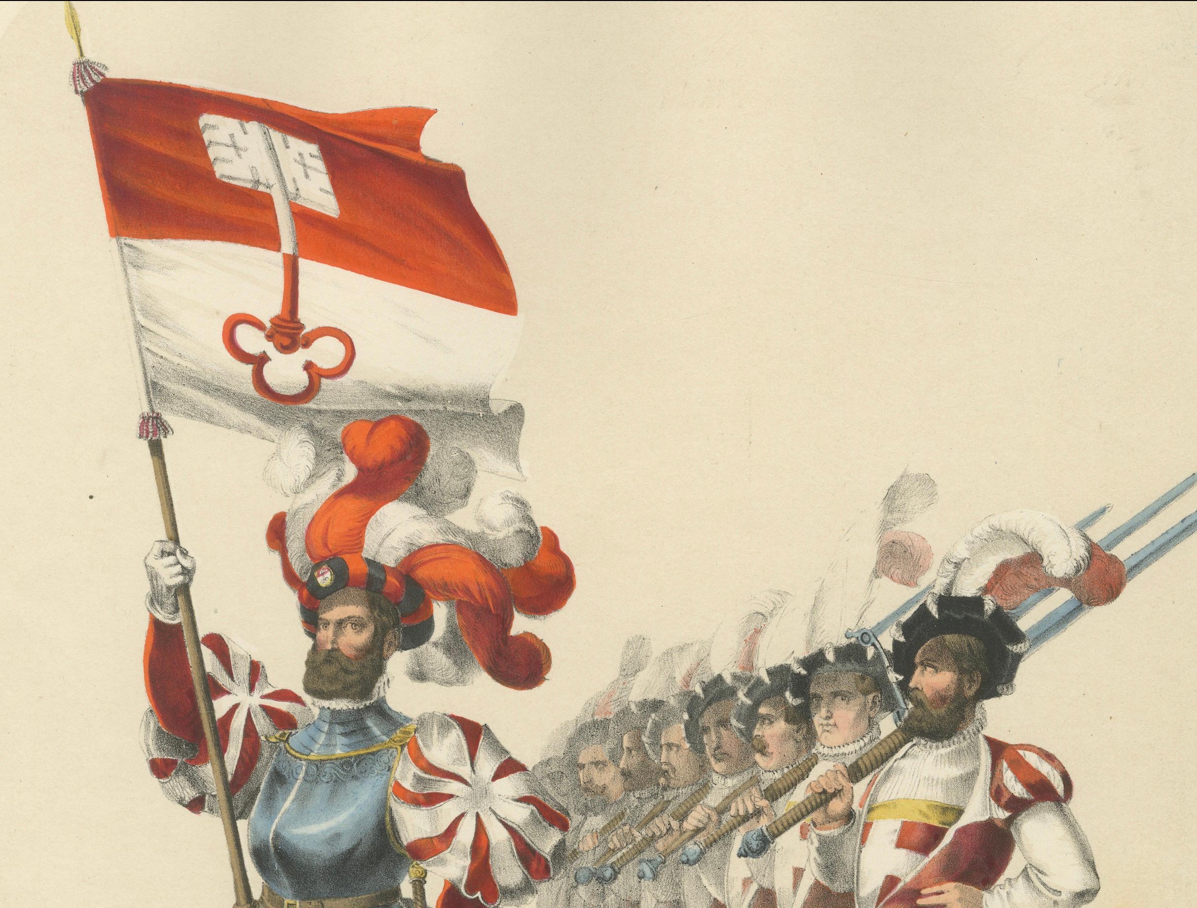 Mid-19th Century The Cantons Unterwalden and Lucerne – Display of Swiss Unity and Tradition, 1855 For Sale