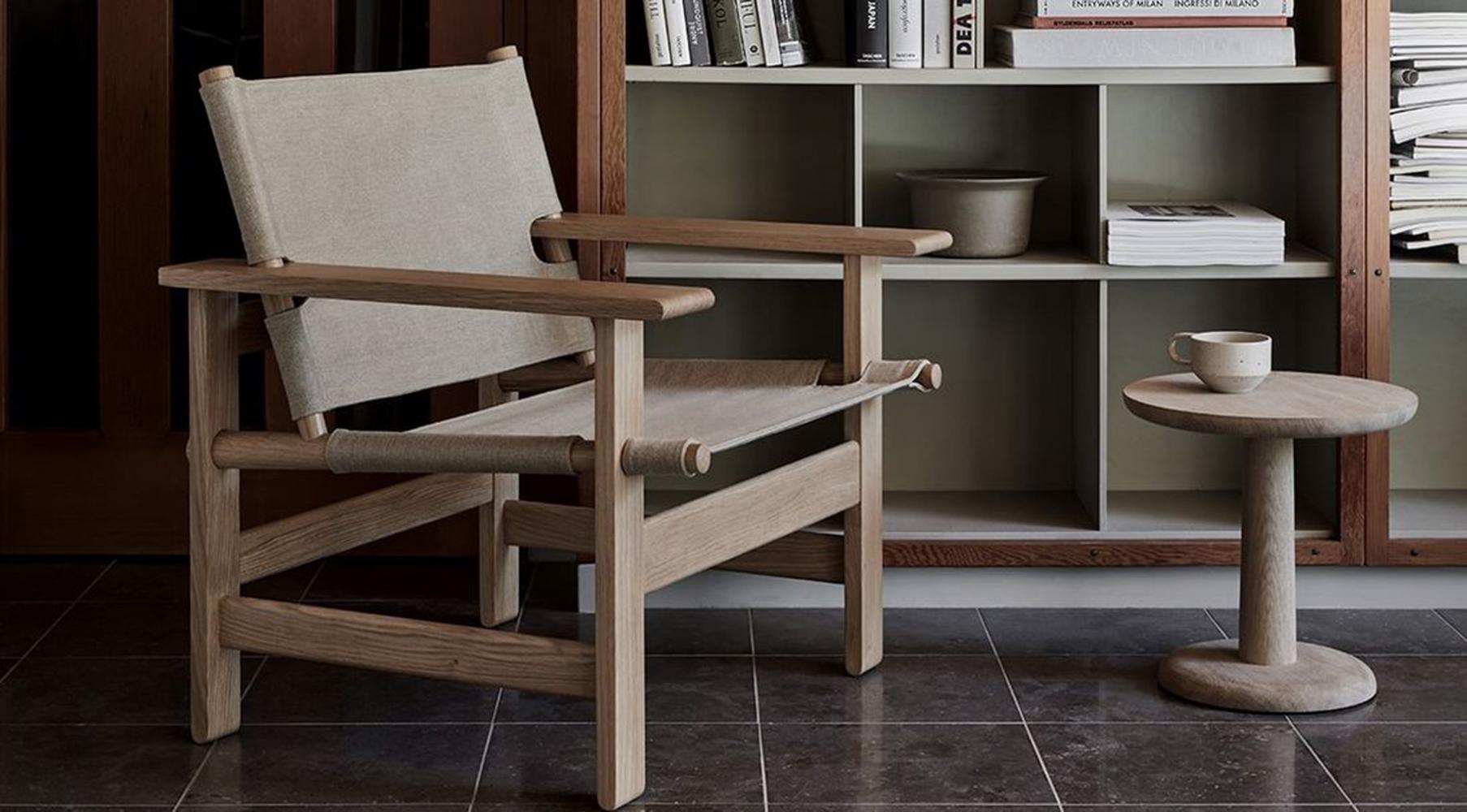 The Canvas Chair in light oiled oak / canvas by Børge Mogensen for Fredericia For Sale 2