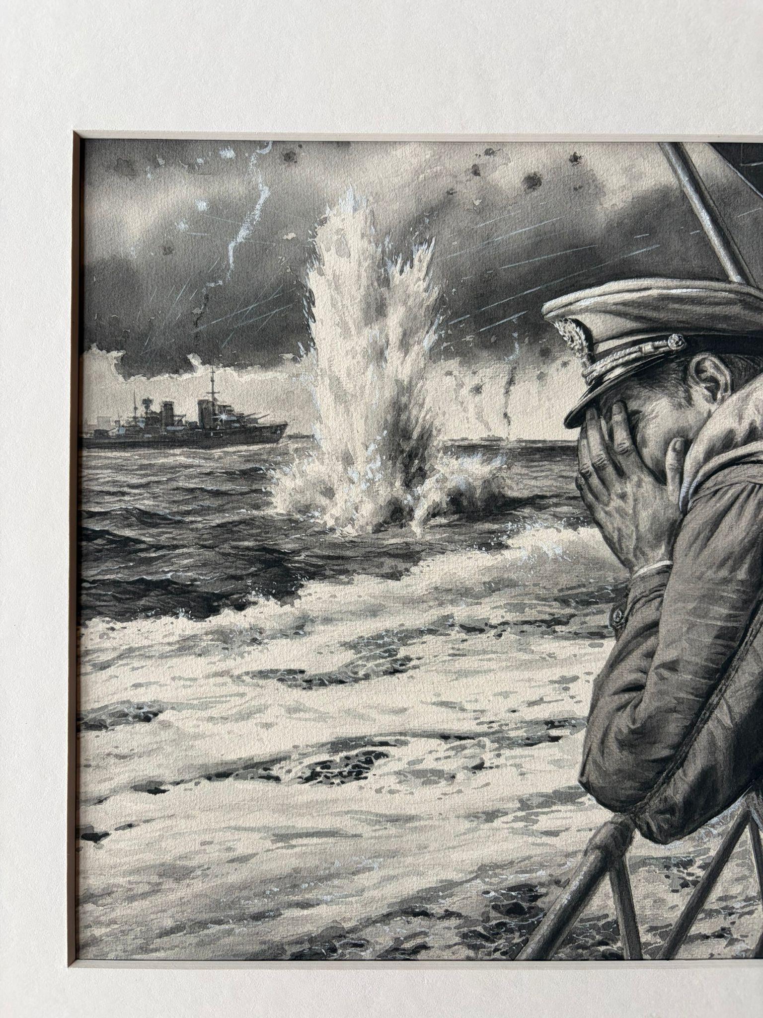 Die Verzweiflung des Kapitäns - Seekriegsillustration von Charles Burki, 1970 (Ende des 20. Jahrhunderts) im Angebot