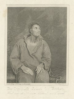 The Captive Slave, Abolitionist Symbol, Antique Engraving, 1827