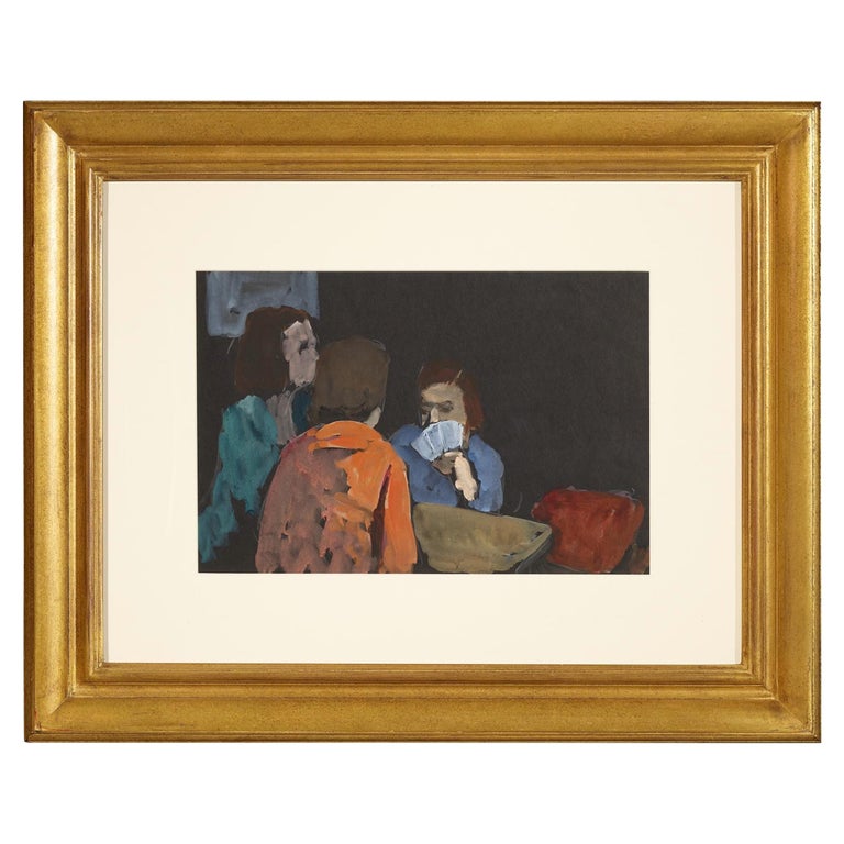 "The Card Players" by Gershon Benjamin For Sale