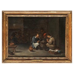 Antique Card Players, Oil Painting on Canvas by David Teniers the Younger