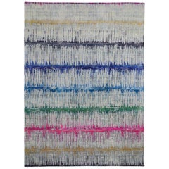 Cardiac Sari Silk with Textured Wool Hand Knotted Oriental Rug