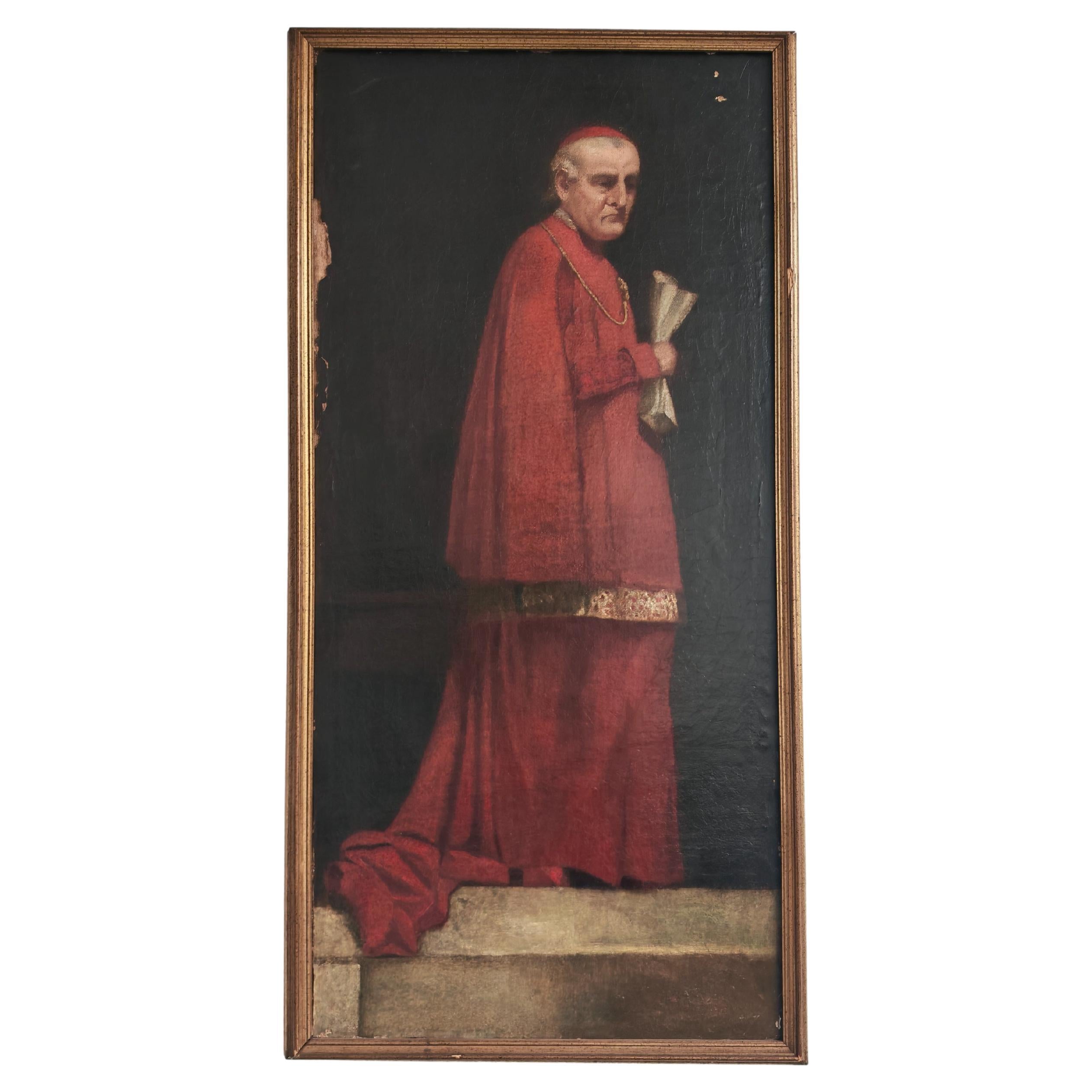 "The Cardinal", oil on canvas by Nicolo Barbino, Italy 19th Century For Sale