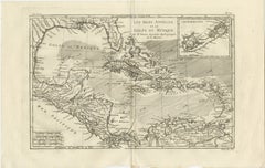 Caraibi e Golfo del Messico - Mappa delle Antille di Rigobert Bonne, 1780 ca.