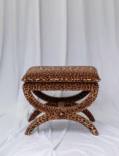 The Carla Stool, Diphros/Sella Curulis inspired, upholstered in leopard velvet