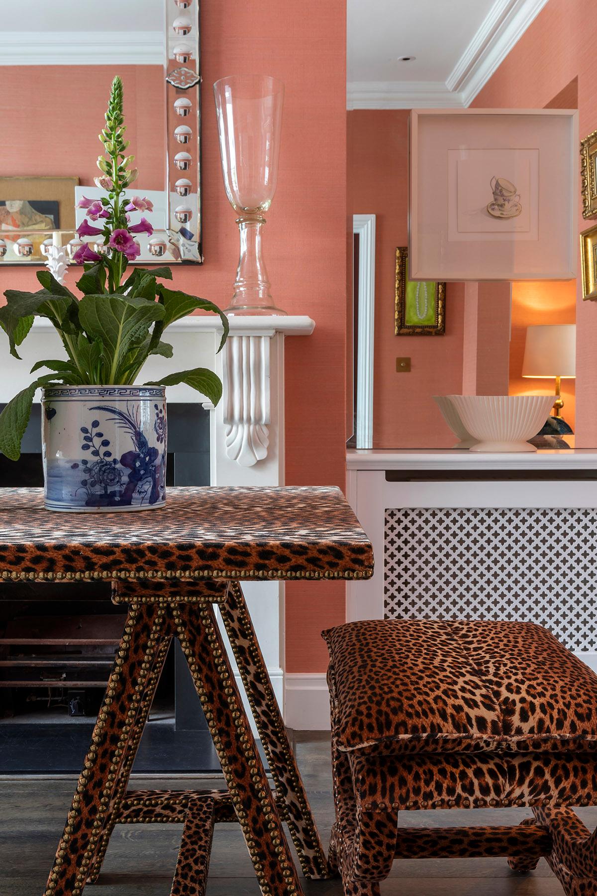 Hand-Crafted The Carla Stool, Diphros/Sella Curulis inspired, upholstered in leopard velvet For Sale