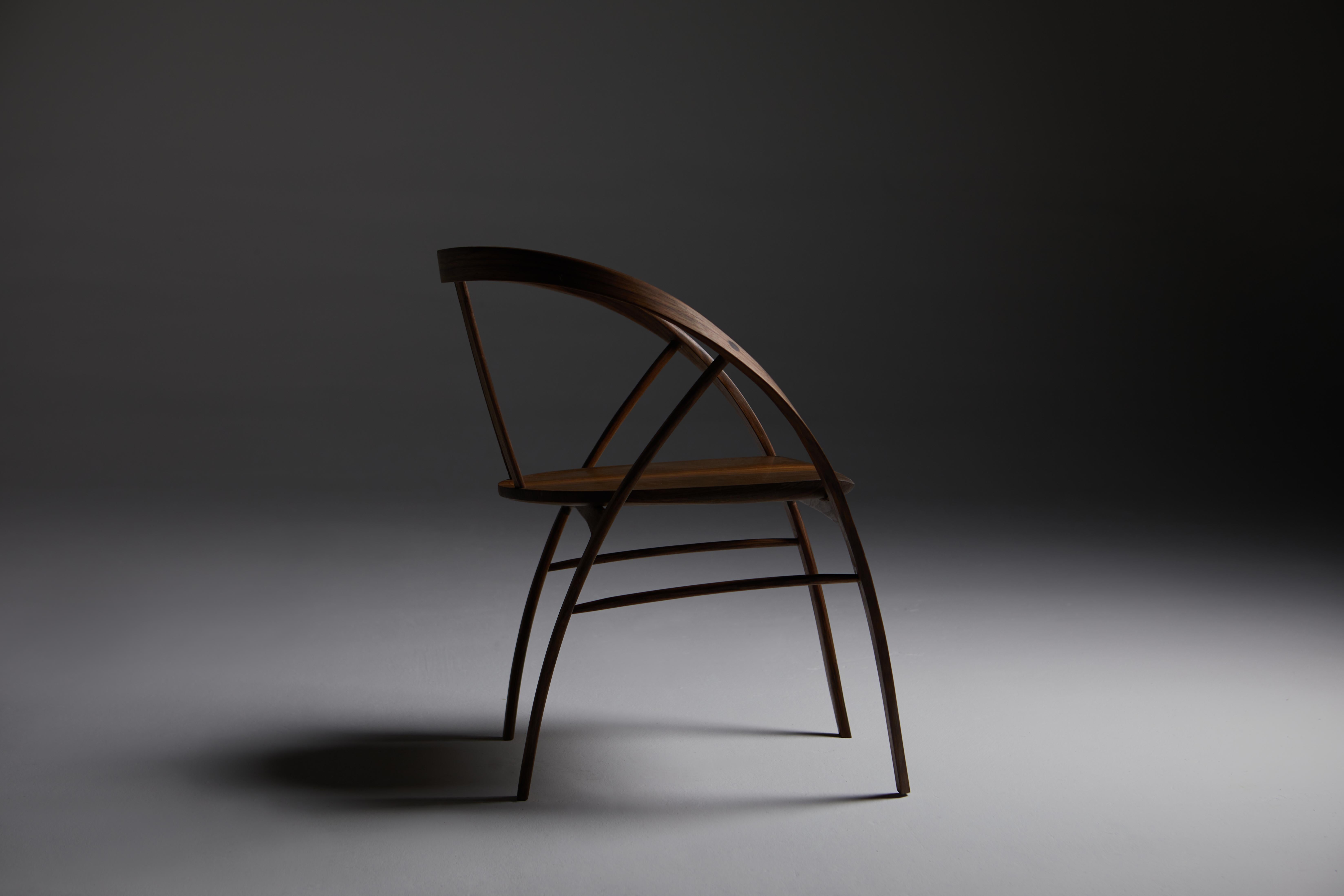 Carol Chair in Bent Wood Walnut and English Walnut by Jonathan Field For Sale 5