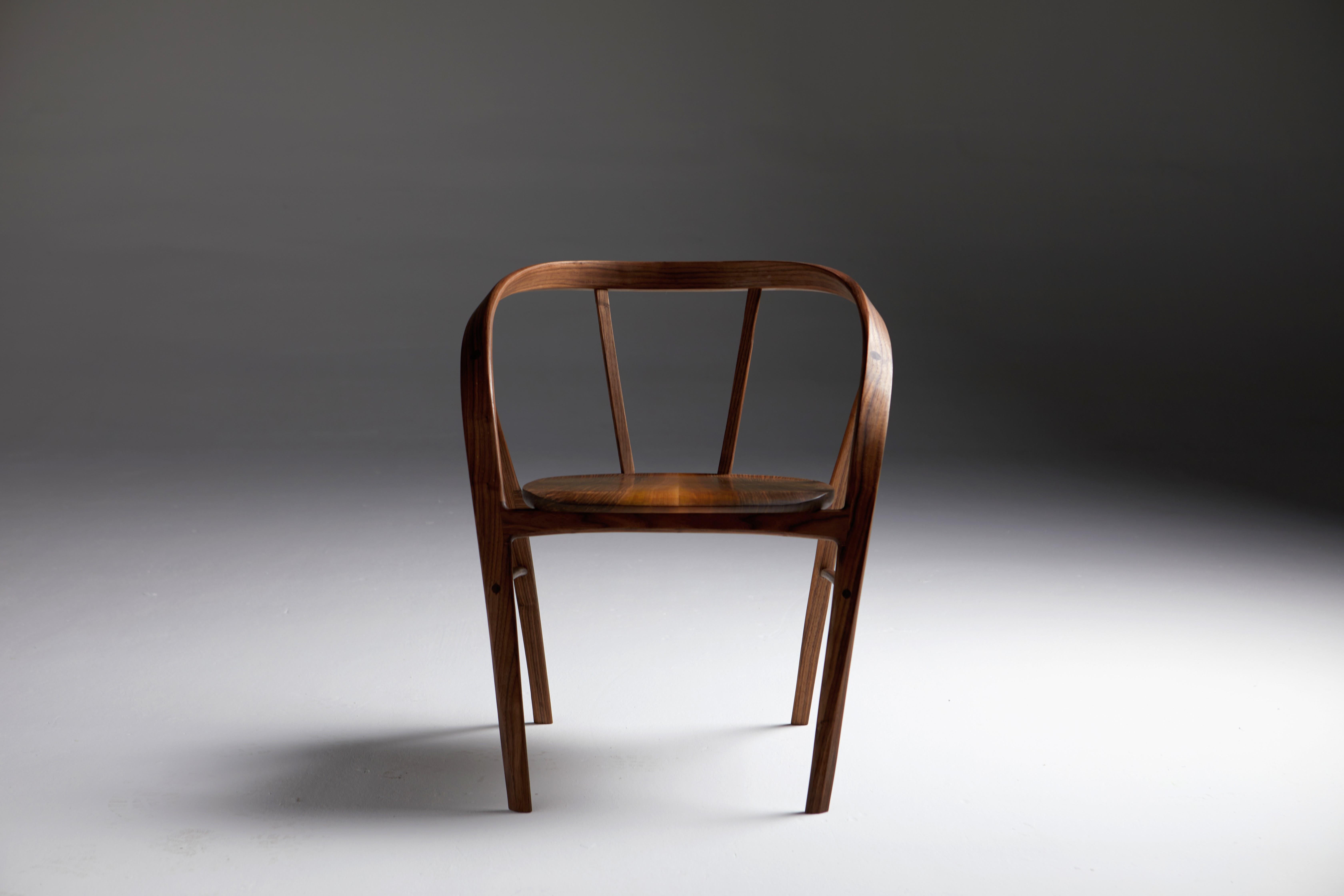 The Carol chair is a new design just completed in autumn 2021. 
The chair is handmade in bent walnut with a seat of English walnut. 
