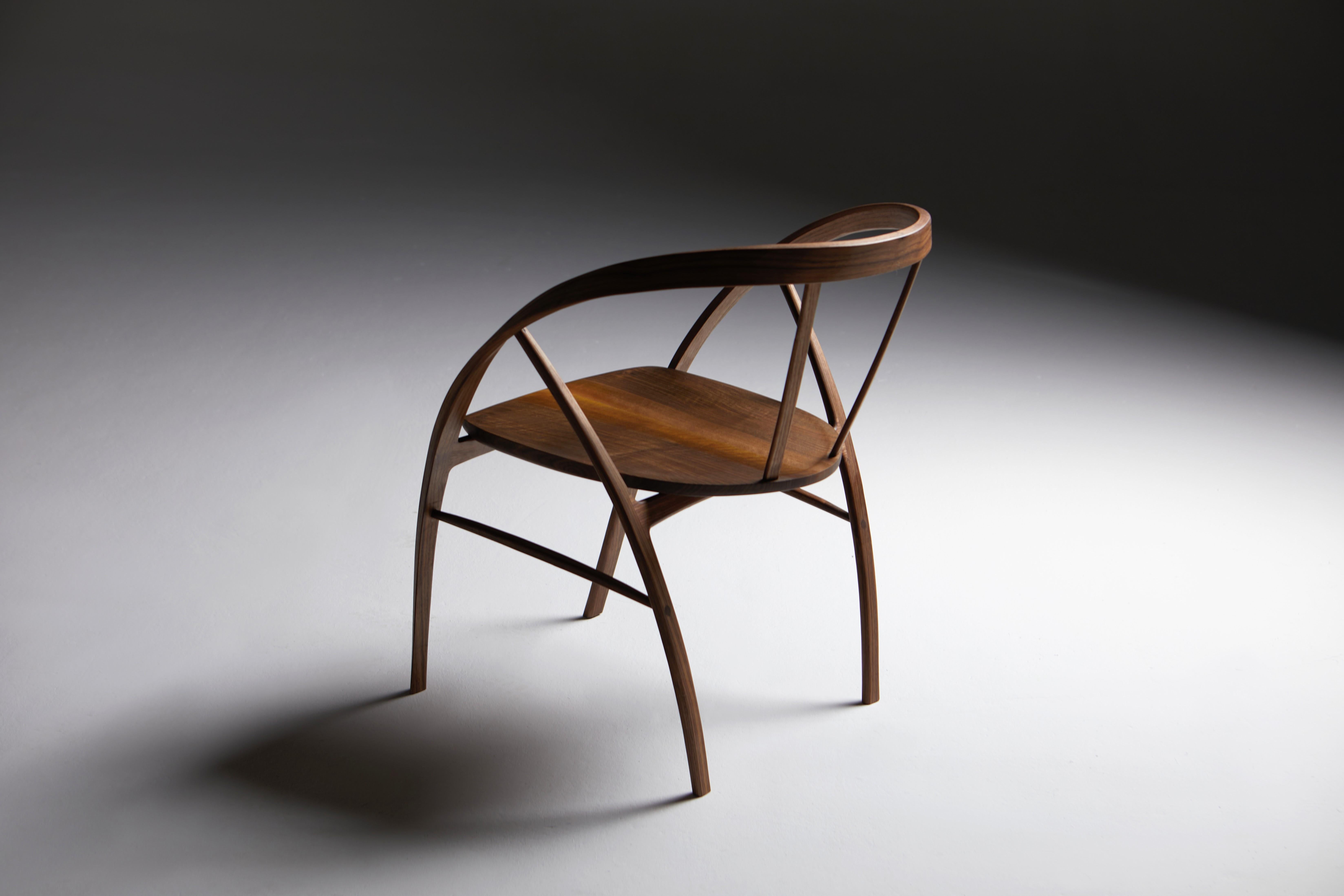 Modern Six Carol Chairs in Bent Wood Walnut by Jonathan Field.  For Sale