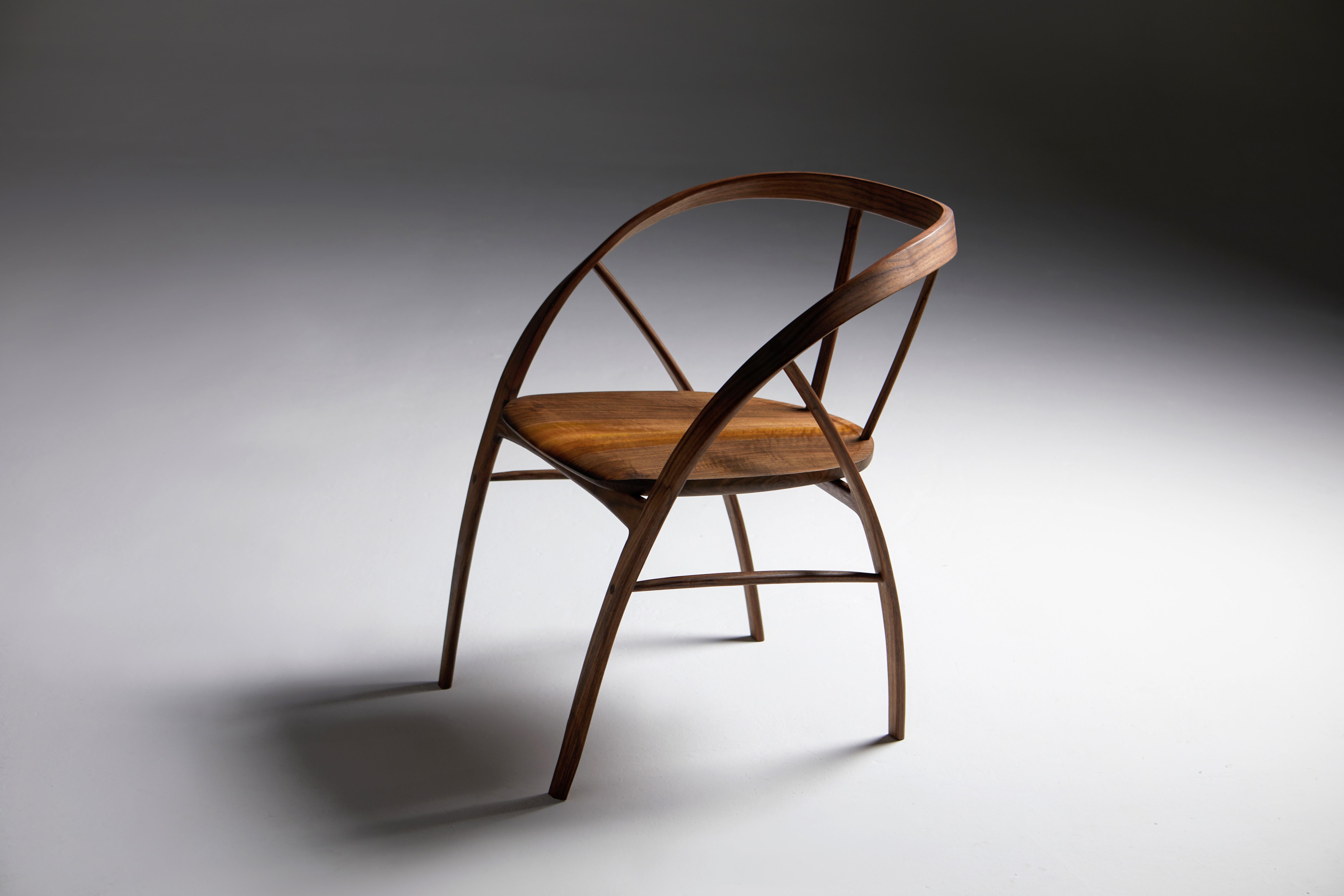 English Six Carol Chairs in Bent Wood Walnut by Jonathan Field.  For Sale