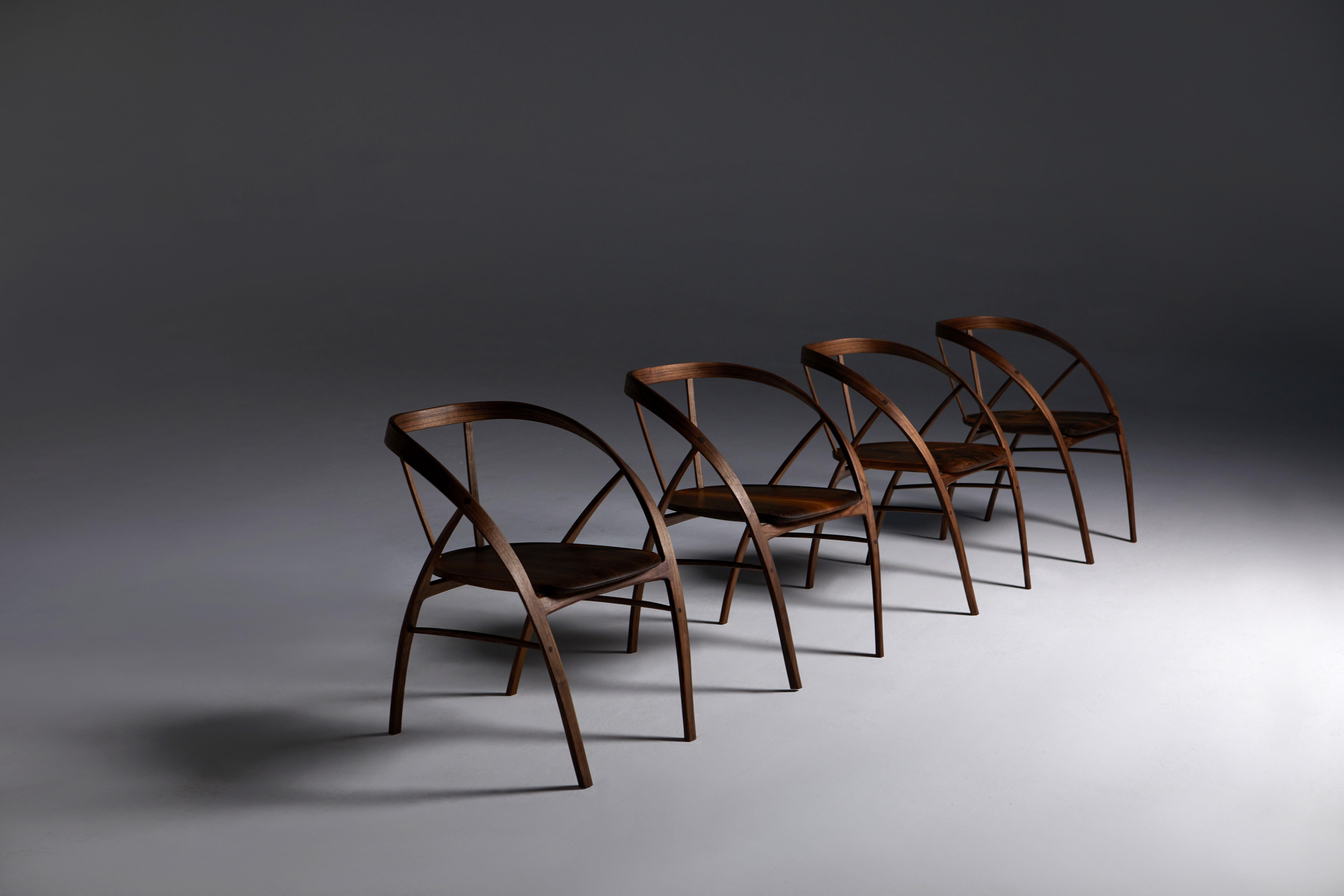 Six Carol Chairs in Bent Wood Walnut by Jonathan Field.  In New Condition For Sale In London, GB