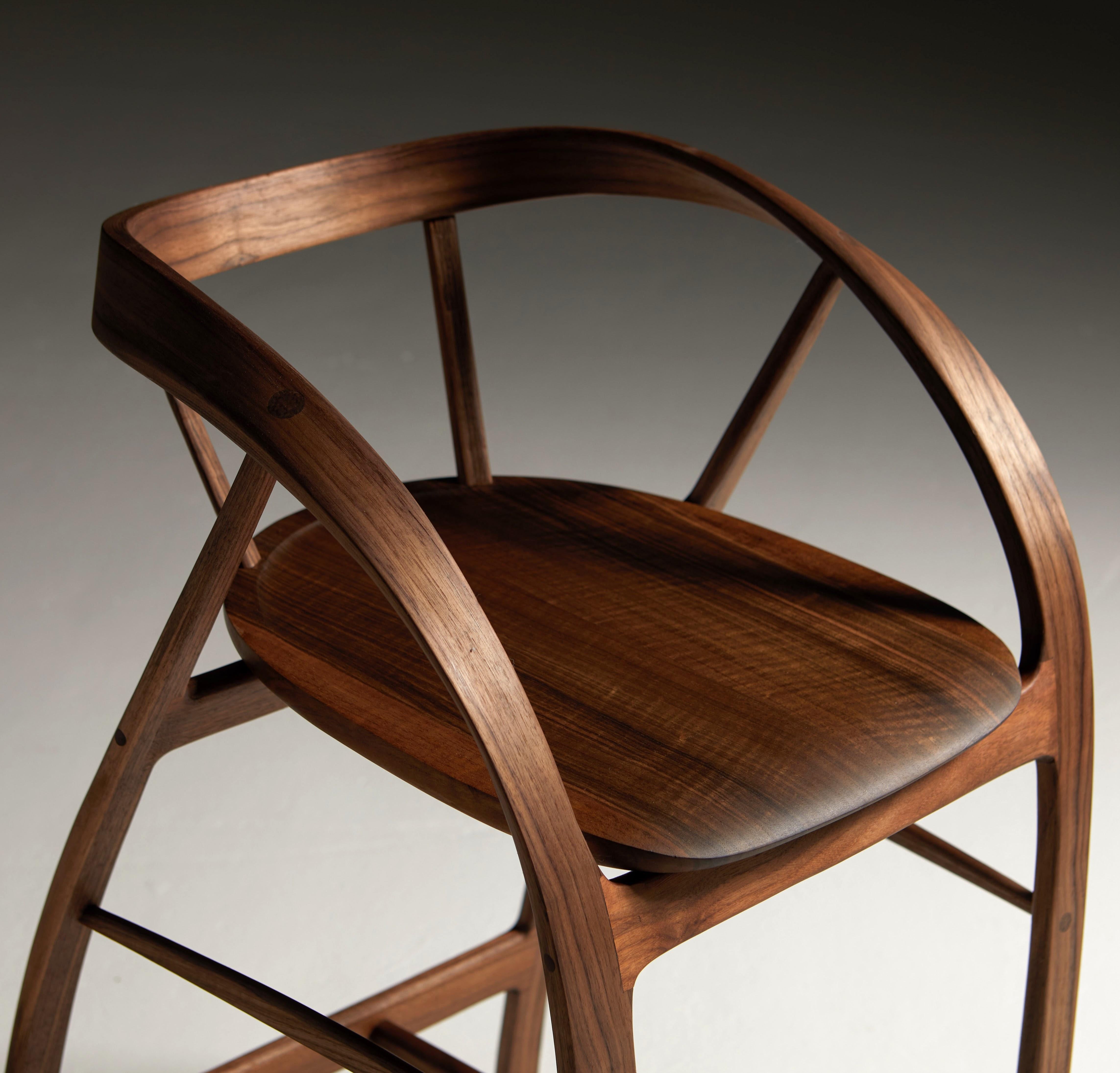 English Carol Stool in Bent Walnut by Jonathan Field For Sale
