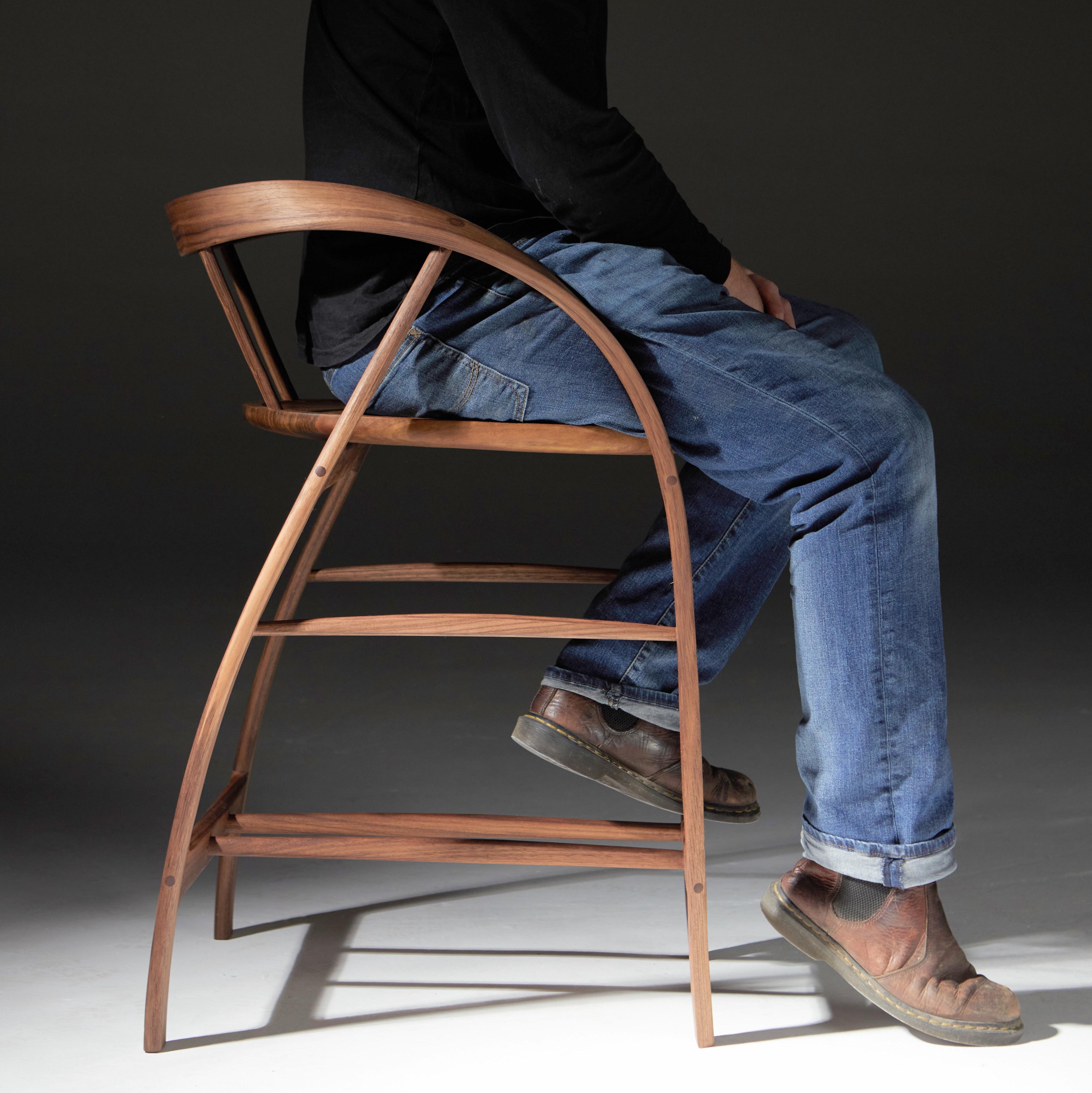 Hand-Crafted Carol Stool in Bent Walnut by Jonathan Field For Sale