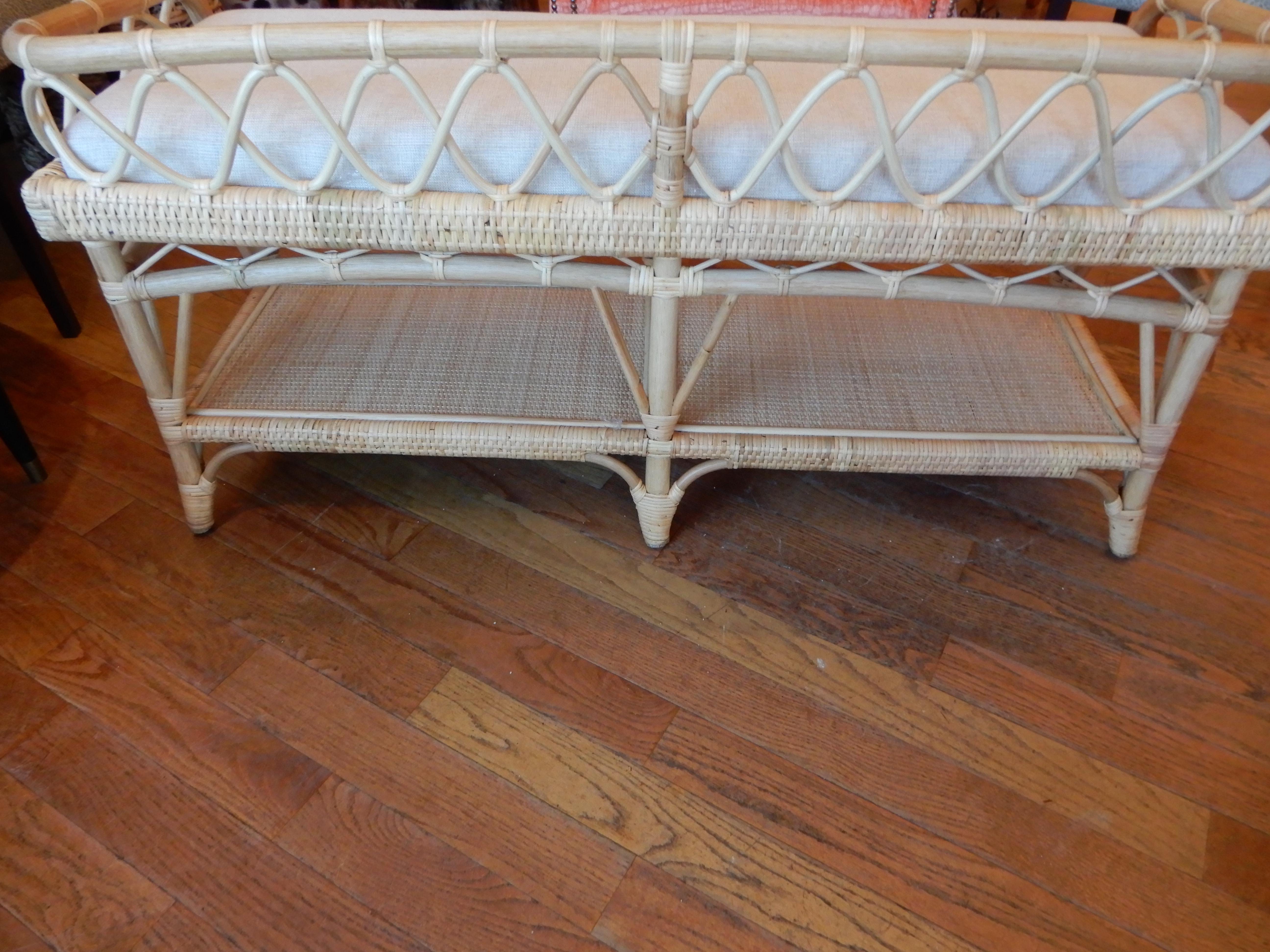 Hand-Crafted Carolina Bamboo & Cane Bench For Sale