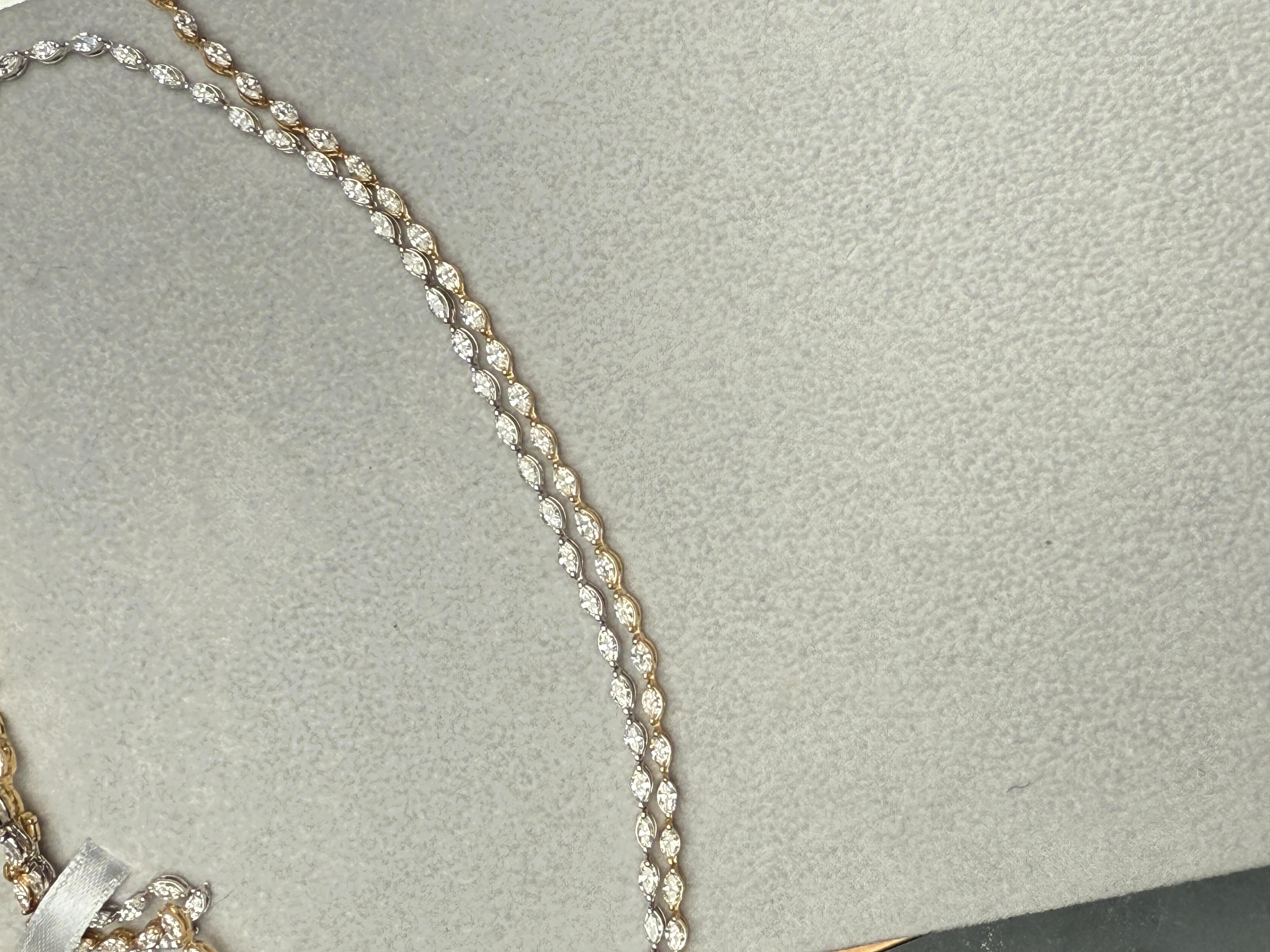The Caroline Marquise Bracelet tennis en or blanc 14 carats et diamants Neuf - En vente à New Hope, PA