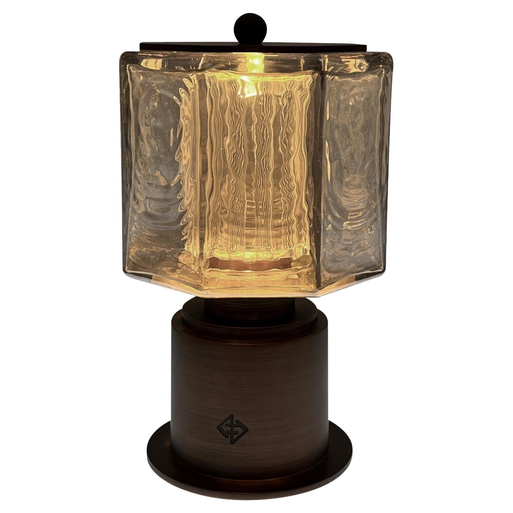 The Caorusel Portable LED Lamp in Glass and Bronze by André Fu Living For Sale