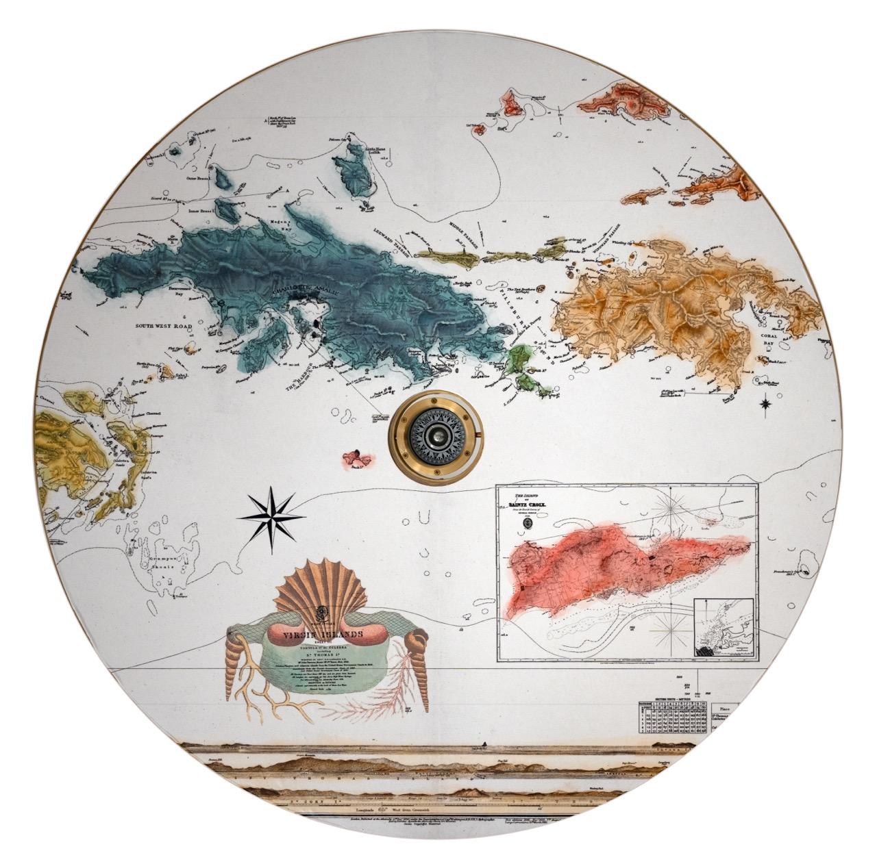 American The Cartografico Card Table by David Duncan Studio For Sale