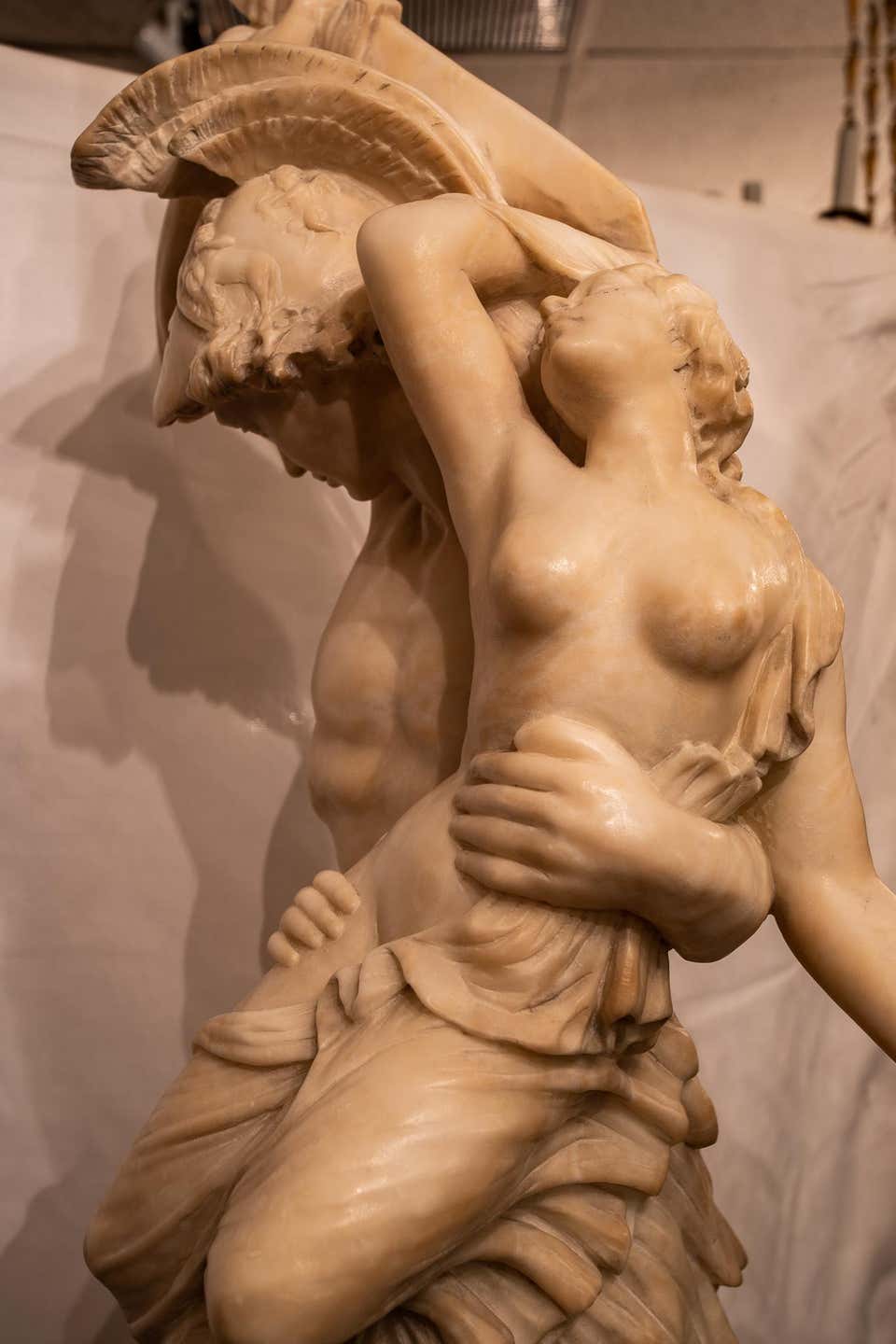 19th Century Carved Alabaster Sculpture Depicting "The Rape Of Polyxena" after Pio Fedi For Sale