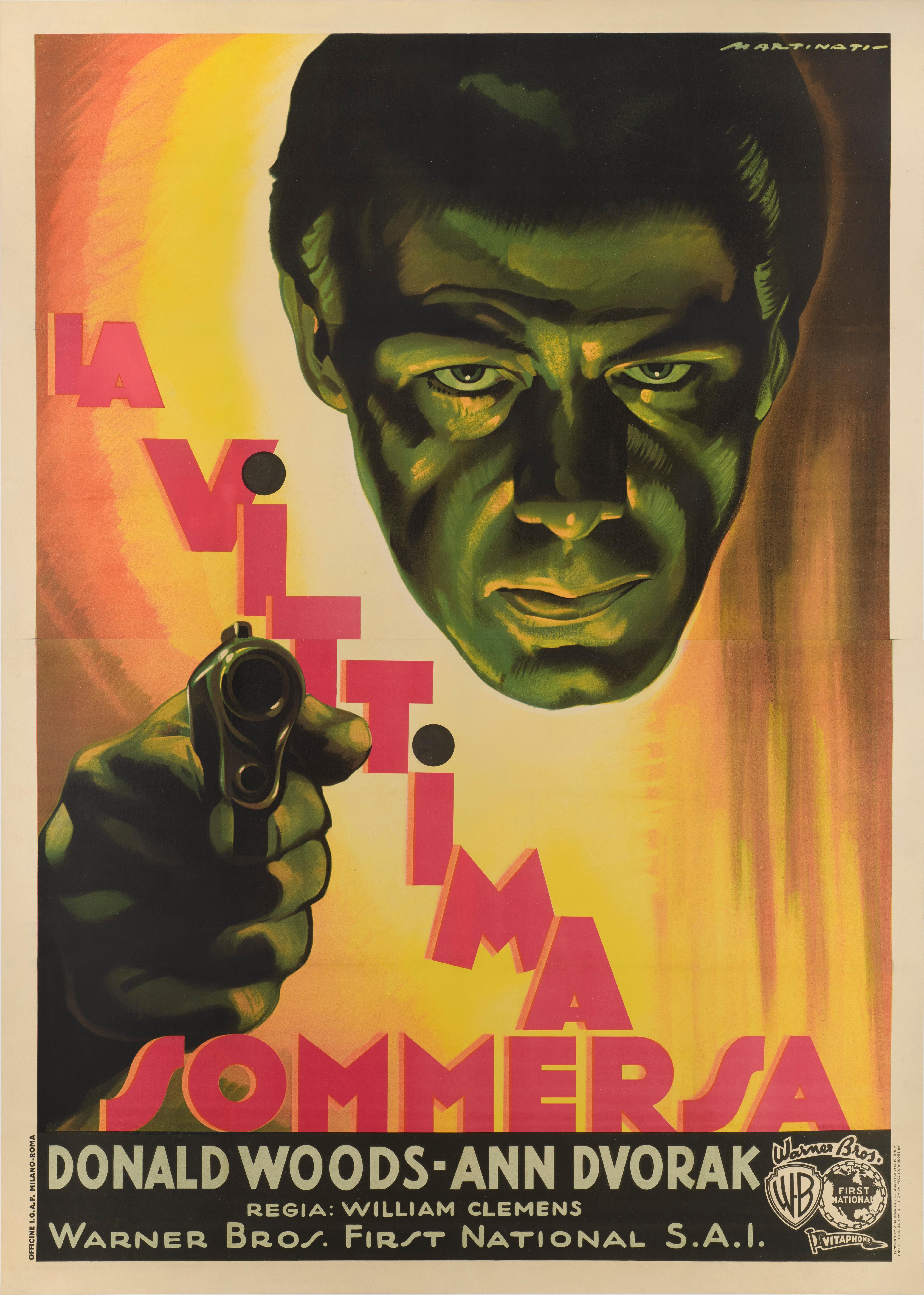Se trata de un rarísimo cartel original de una película italiana. Esta pieza se imprimió en dos hojas y se diseñó para pegarla en vallas publicitarias. Por lo tanto, sólo sobrevivieron ejemplares sin usar. Este cartel fue diseñado por uno de los
