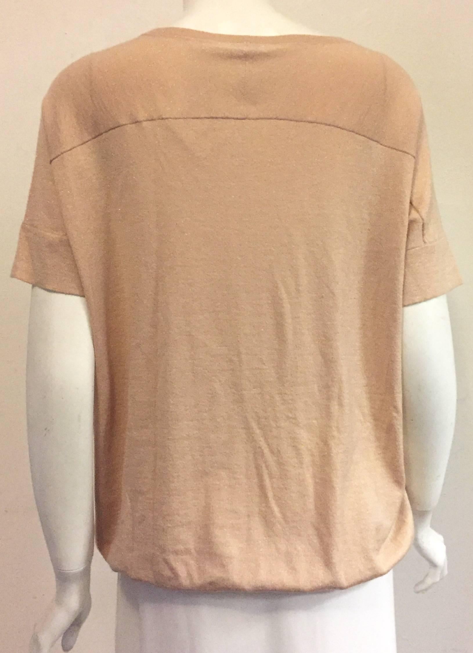 The Cashmere King Brunello Cucinelli's Beige Short Sleeves Cashmere Top In Excellent Condition In Palm Beach, FL