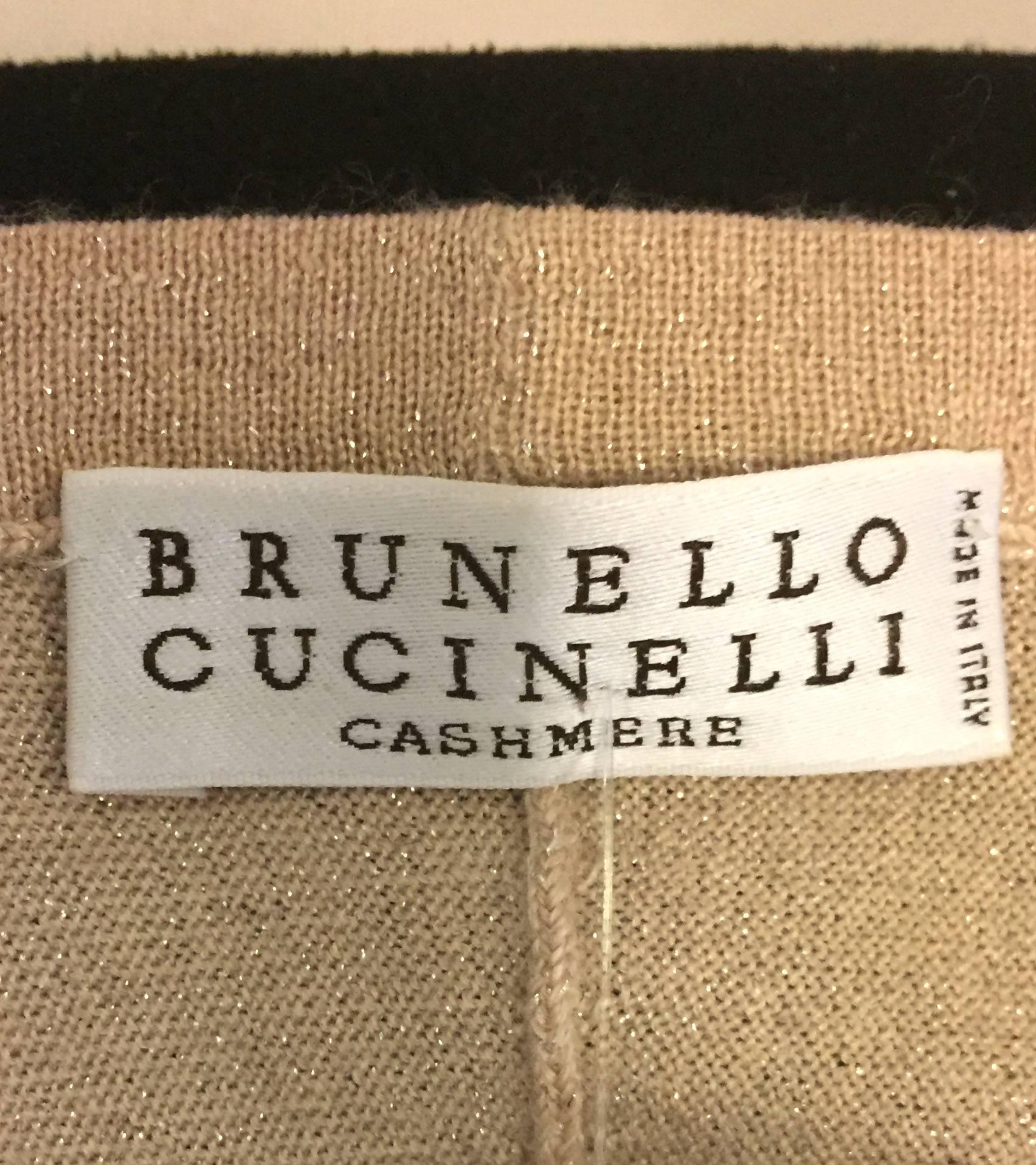 The Cashmere King Brunello Cucinelli's Beige Short Sleeves Cashmere Top 1