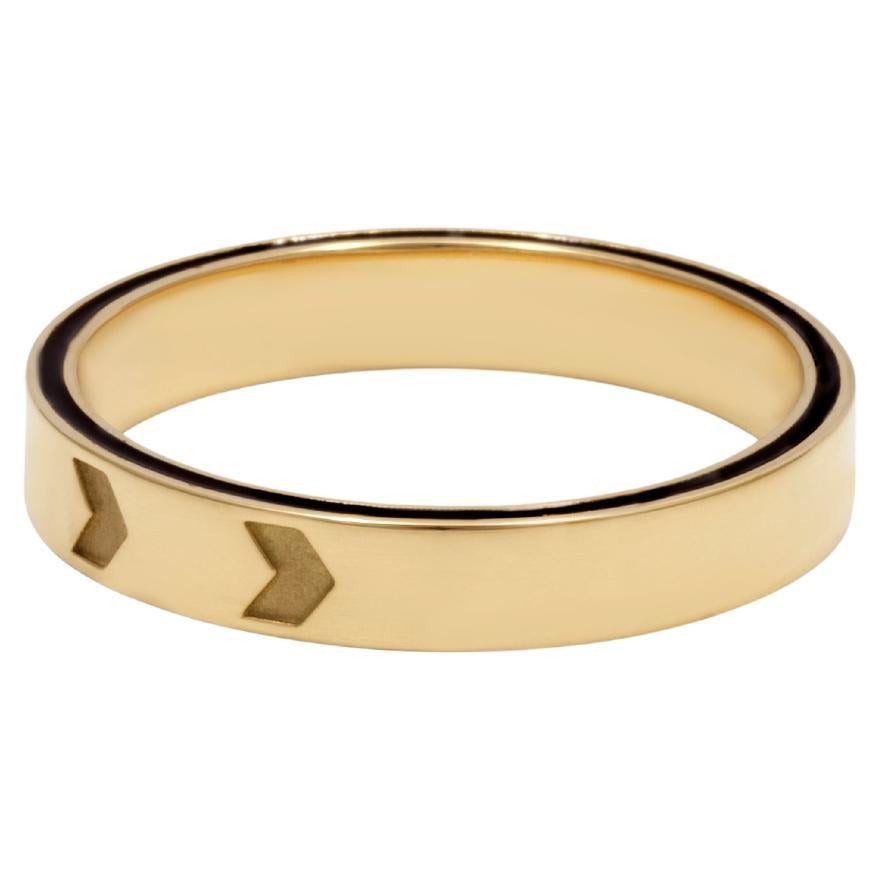 An 18k Solid Yellow Gold Ring with Black Enamel Piping