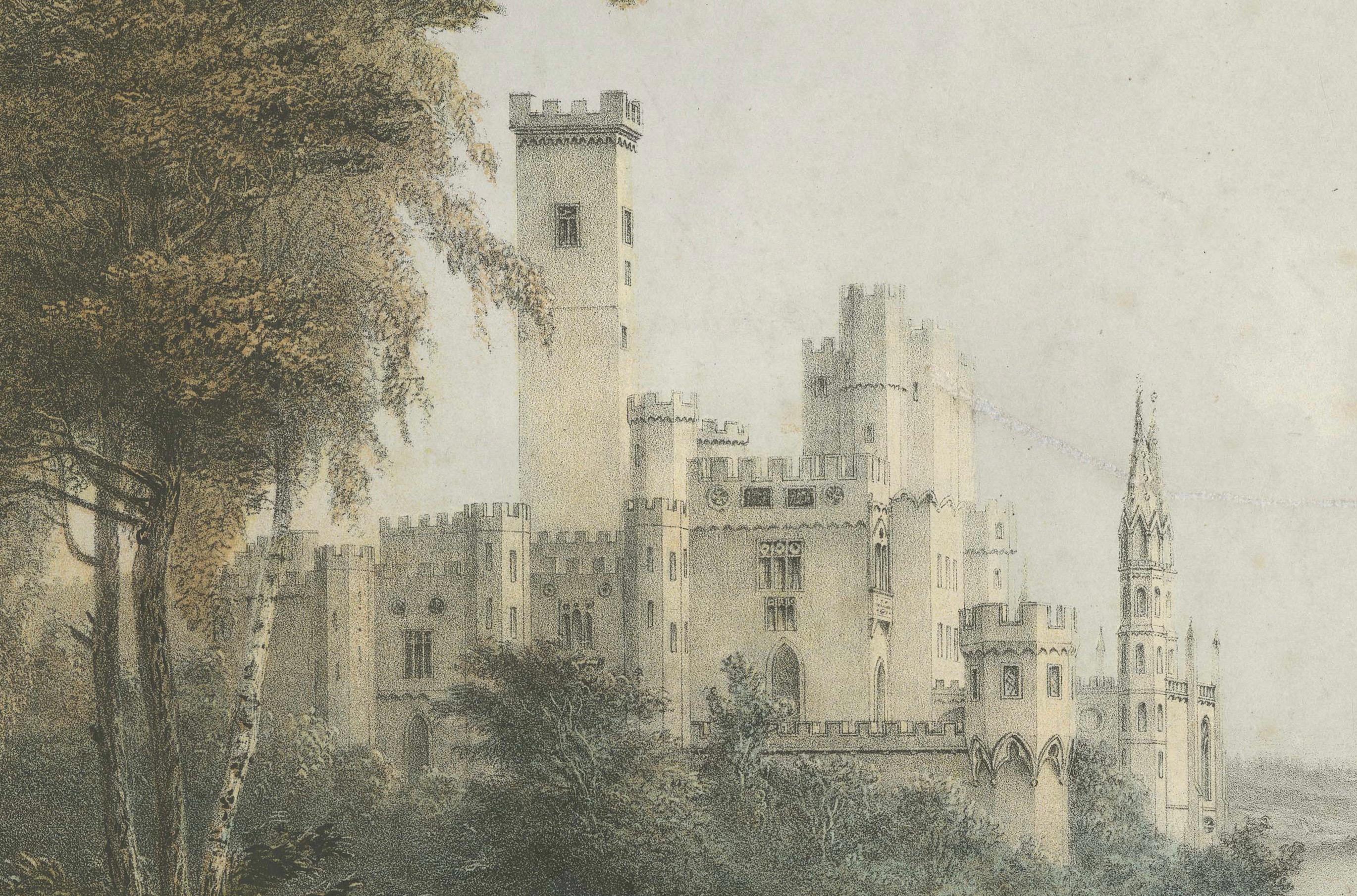 El castillo de Stolzenfels en el Rin, gran cromolitografía, 1840 Mediados del siglo XIX en venta