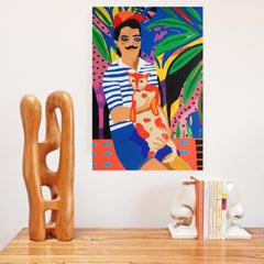 „The Cat Sitter“ Porträtgemälde von Alan Fears, Pop Art