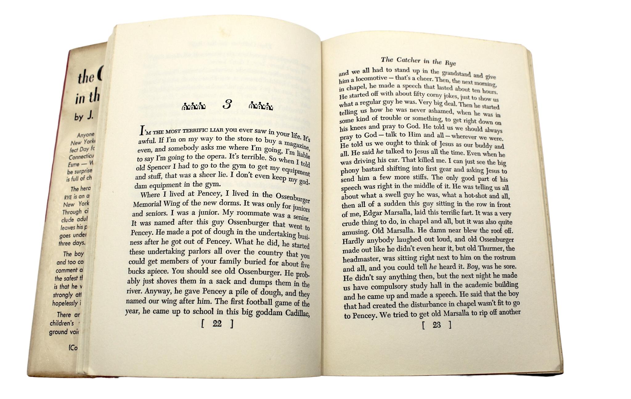 American Catcher in the Rye by J.D. Salinger, First Edition, in Dust Jacket, 1951 For Sale