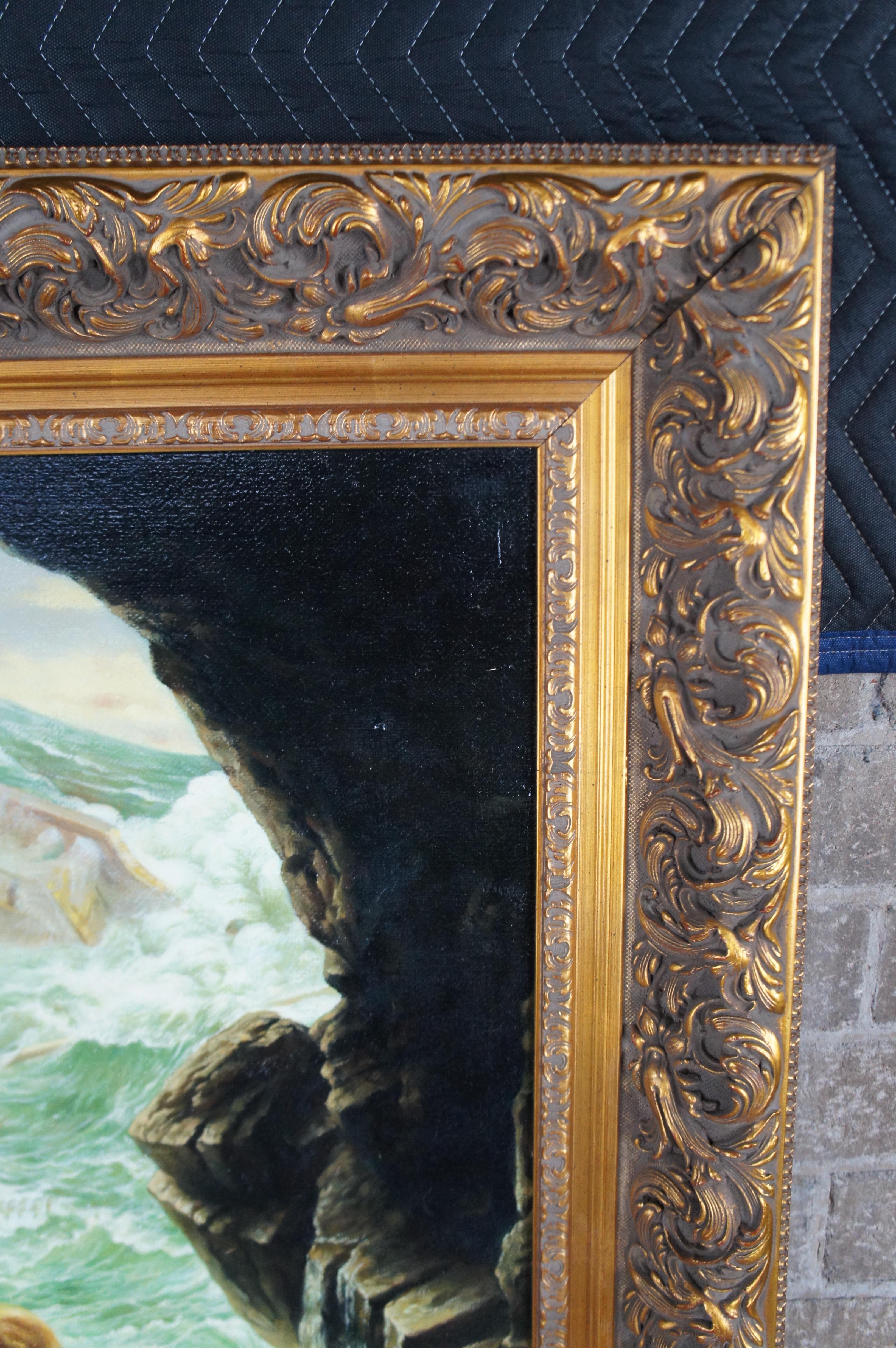 La Grotta delle Ninfe della Tempesta Pittura a olio Edward Poynter Sirenes Barche Tesoro 4