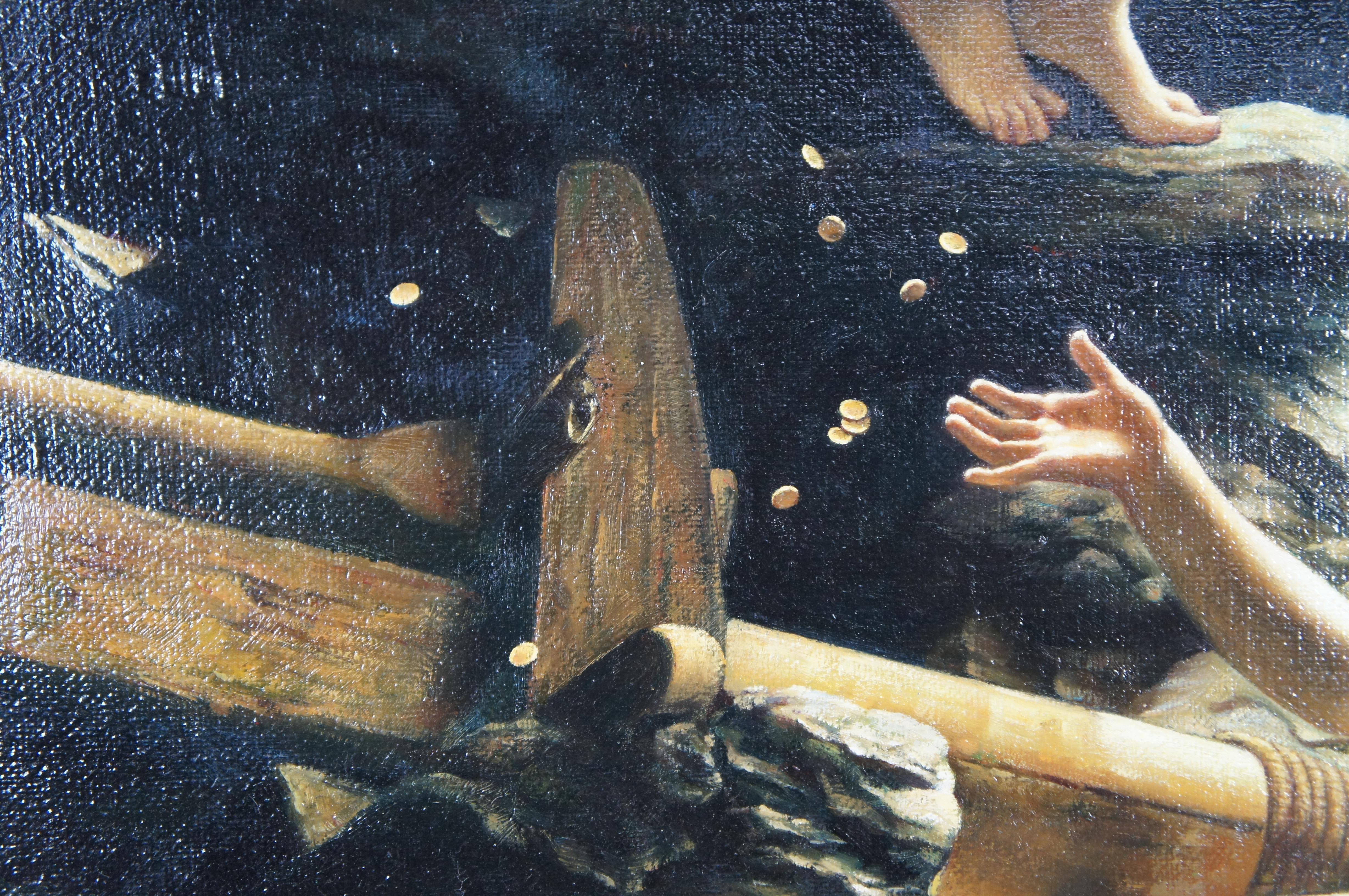 La Grotta delle Ninfe della Tempesta Pittura a olio Edward Poynter Sirenes Barche Tesoro 5