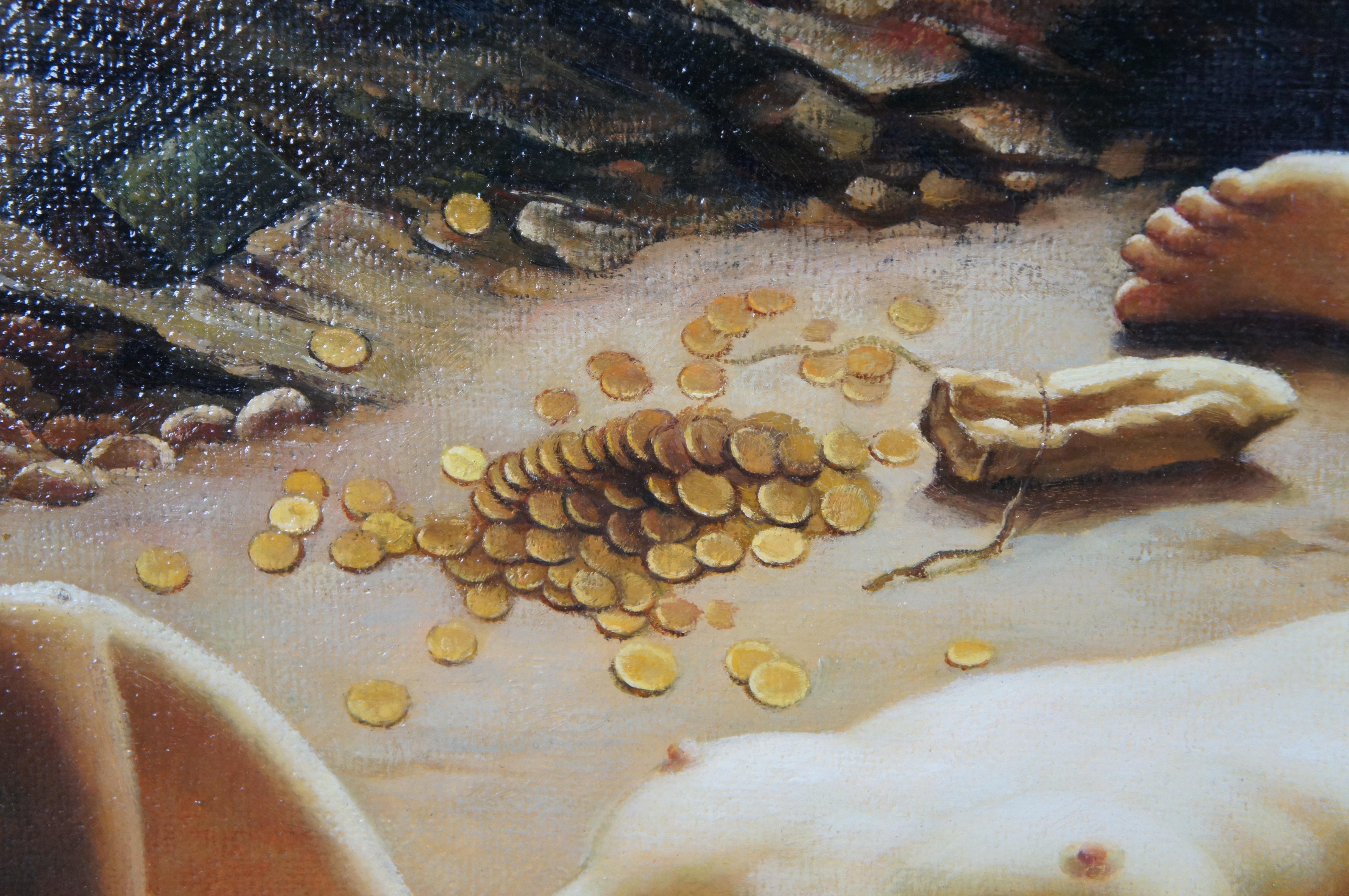 La Grotta delle Ninfe della Tempesta Pittura a olio Edward Poynter Sirenes Barche Tesoro 6